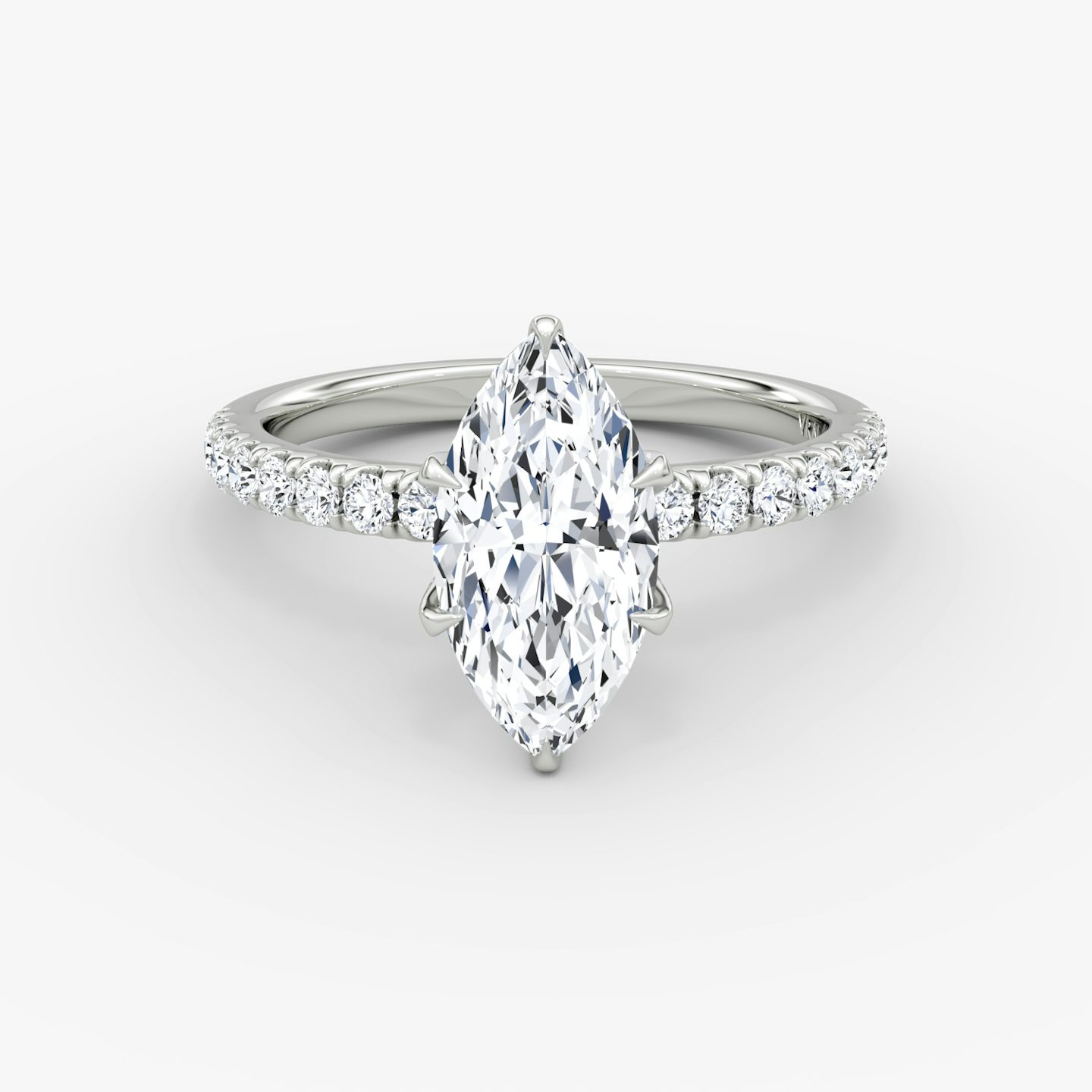 The V | Marquise | 18k | White Gold | bandAccent: Pavé | diamondOrientation: vertical | caratWeight: other