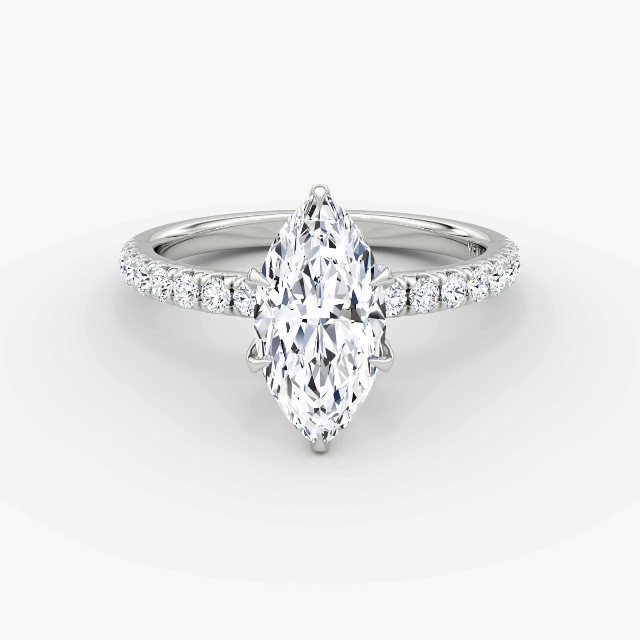 The V | Marquise | Platinum | bandAccent: Pavé | diamondOrientation: vertical | caratWeight: other