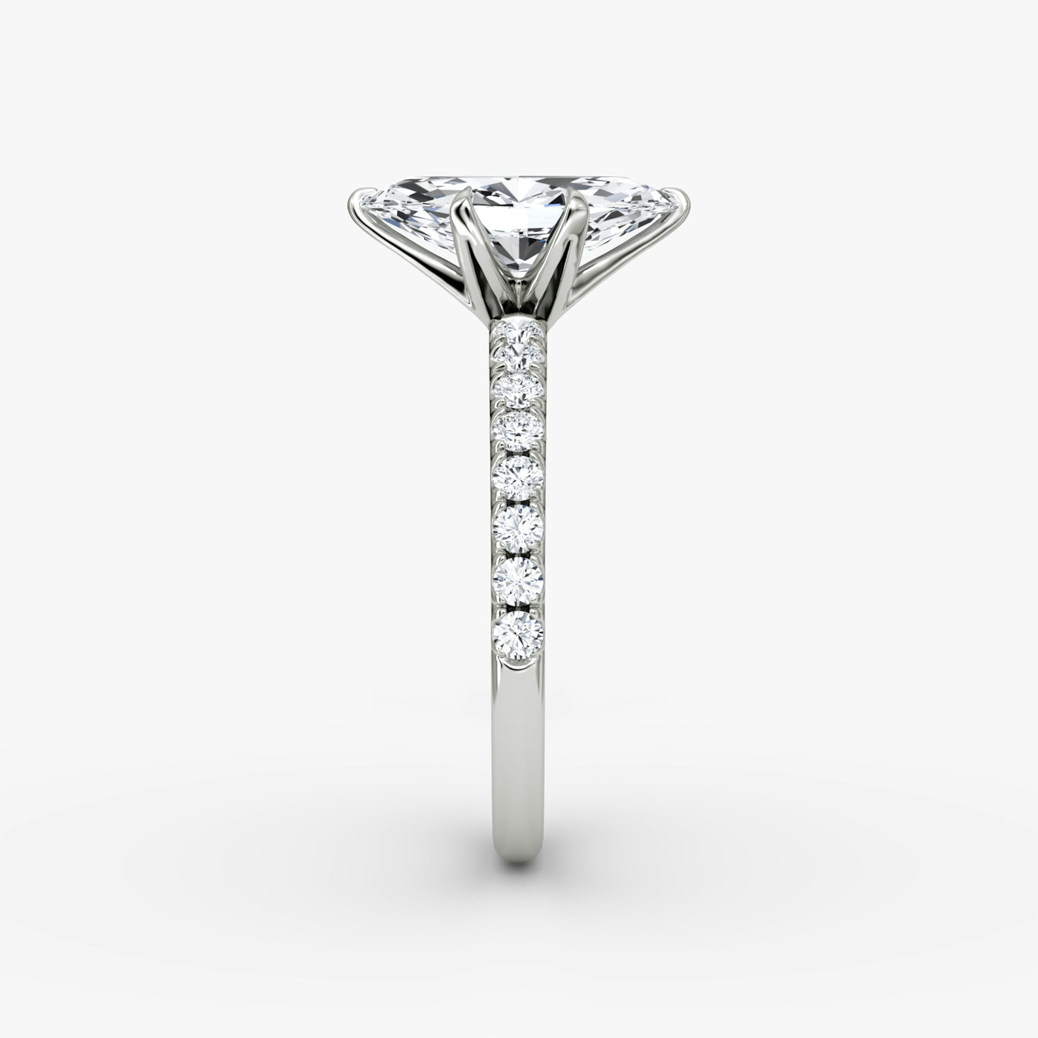 The V | Marquise | Platinum | bandAccent: Pavé | diamondOrientation: vertical | caratWeight: other