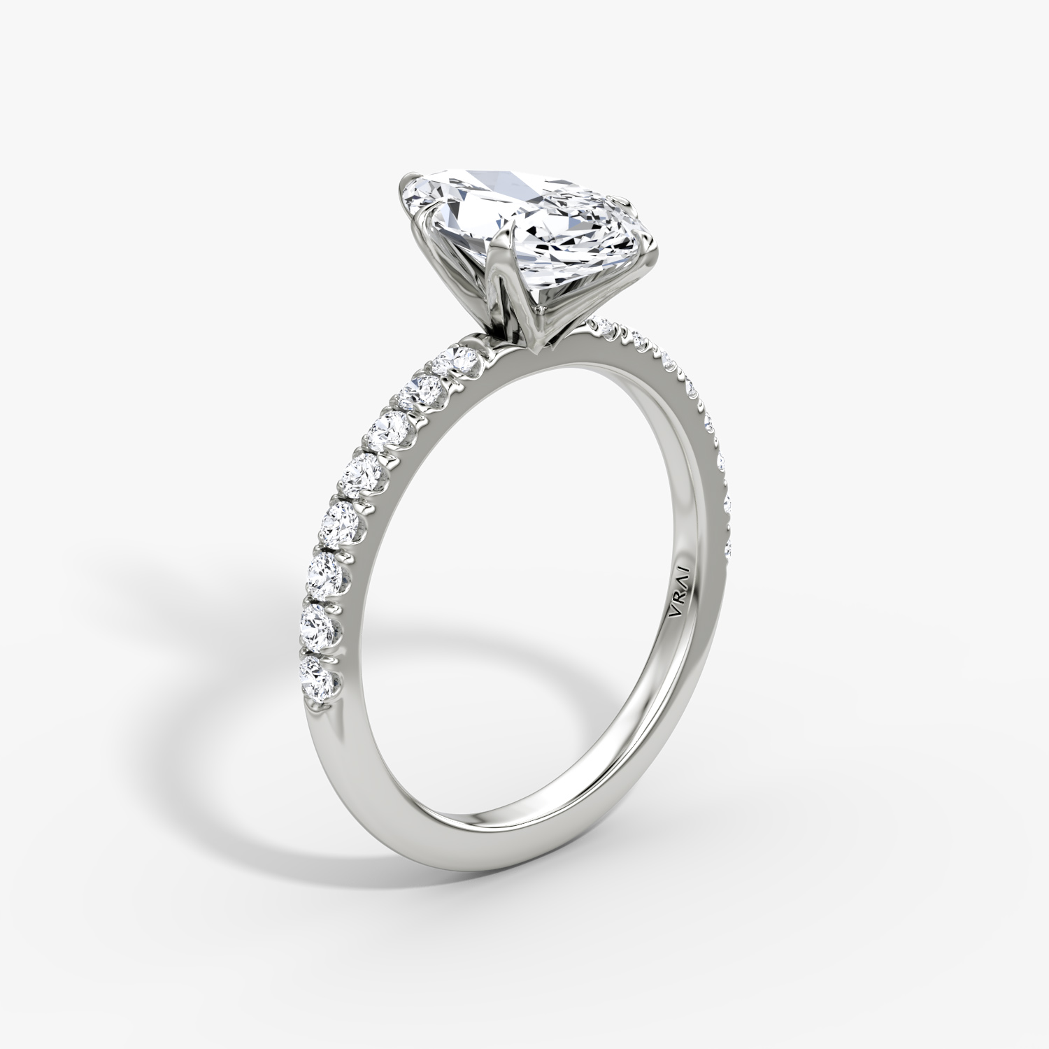 The V Marquise Engagement Ring | Pavé Band | White Gold