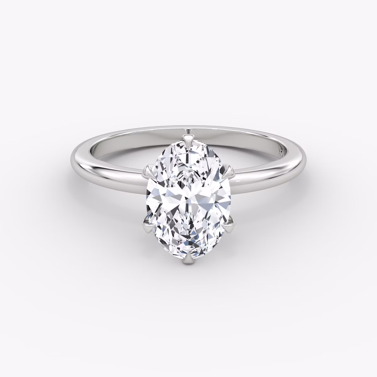 V | Oval | 18k | Oro blanco | bandAccent: Simple | diamondOrientation: vertical | caratWeight: other
