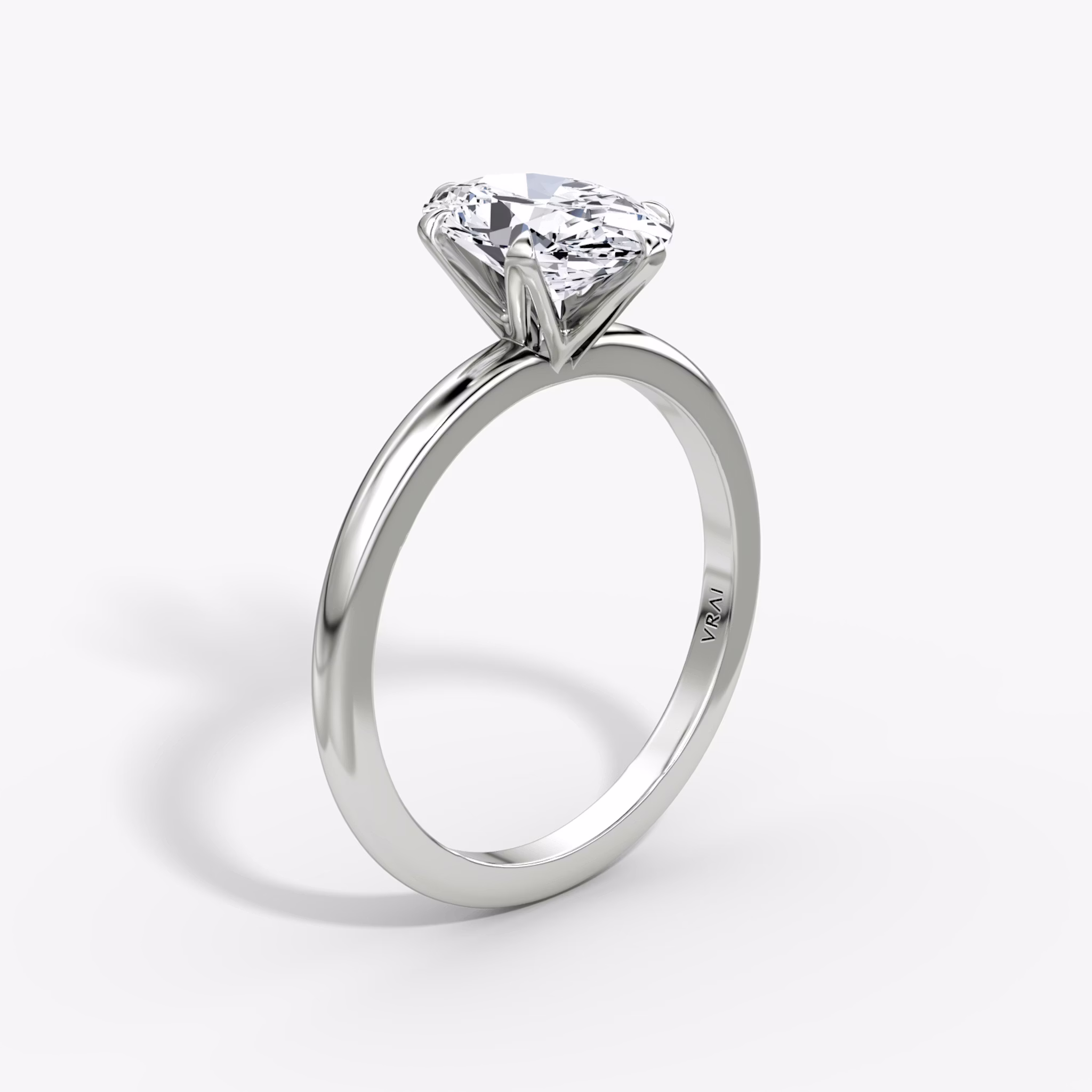 The V | Oval | 18k | White Gold | bandAccent: Plain | diamondOrientation: vertical | caratWeight: other