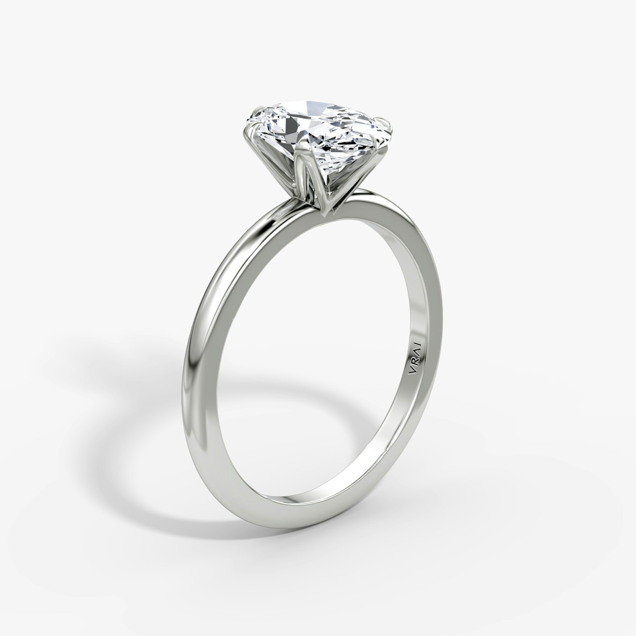 The V | Oval | 18k | White Gold | bandAccent: Plain | diamondOrientation: vertical | caratWeight: other