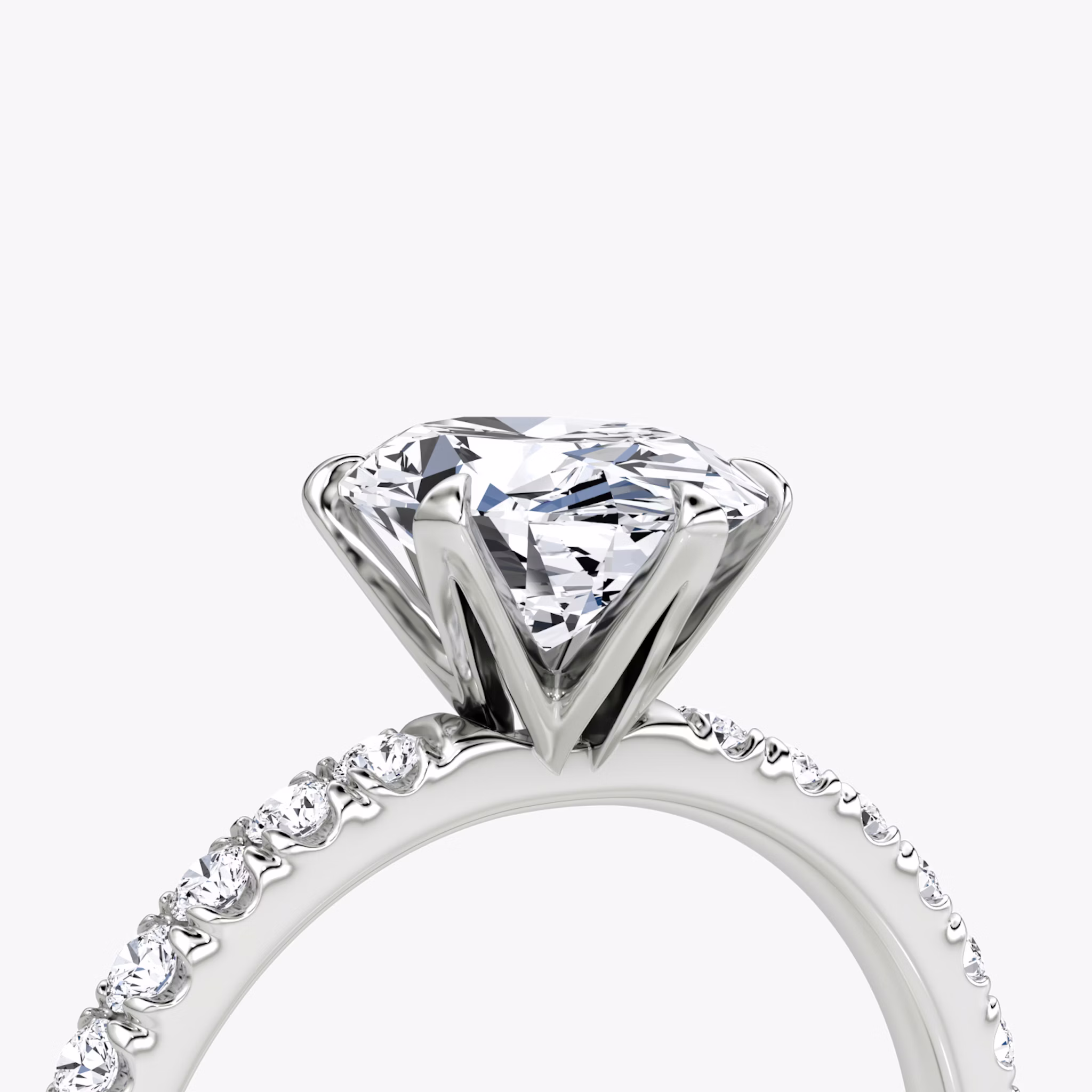The V | Oval | Platinum | bandAccent: Pavé | diamondOrientation: vertical | caratWeight: other