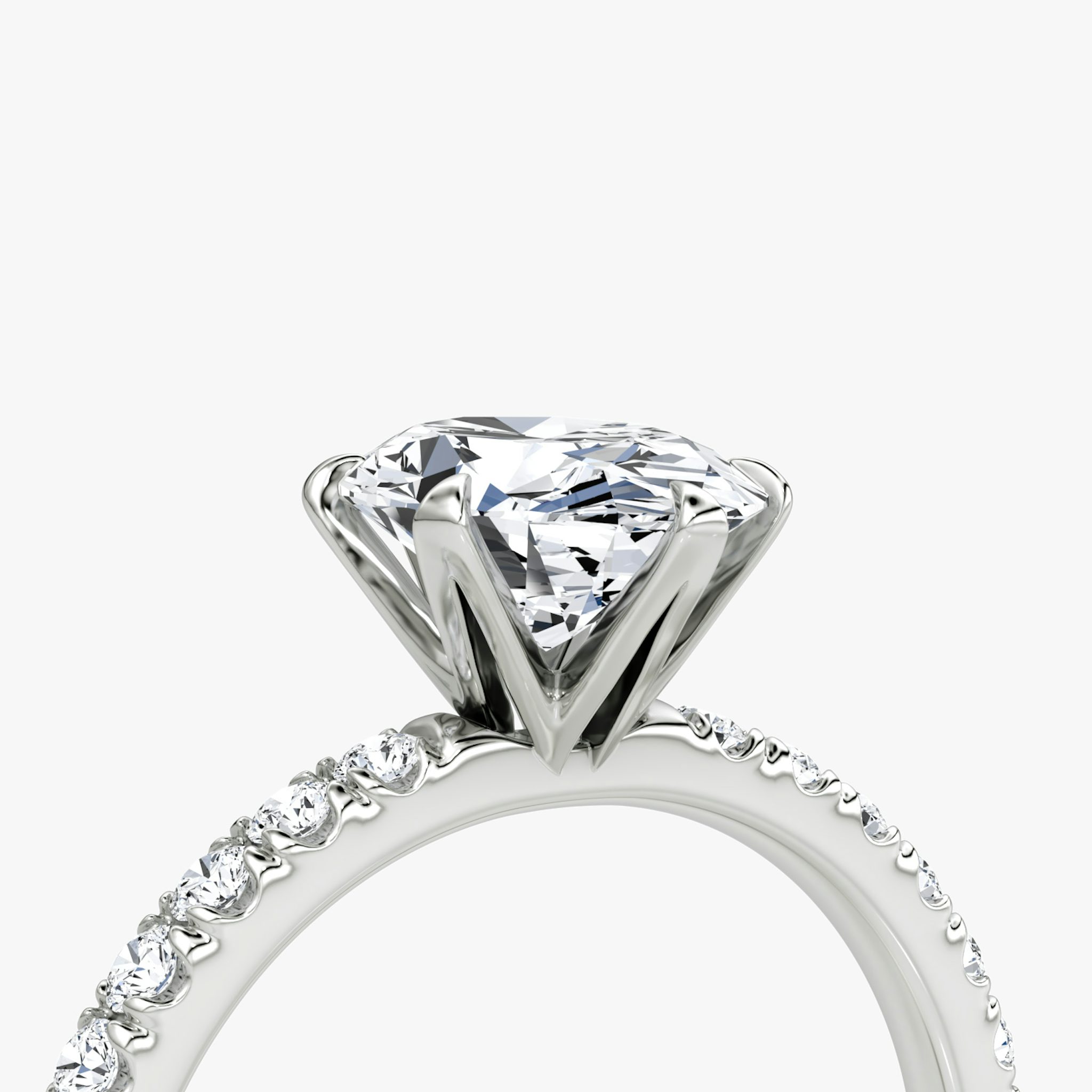The V | Oval | Platinum | bandAccent: Pavé | diamondOrientation: vertical | caratWeight: other