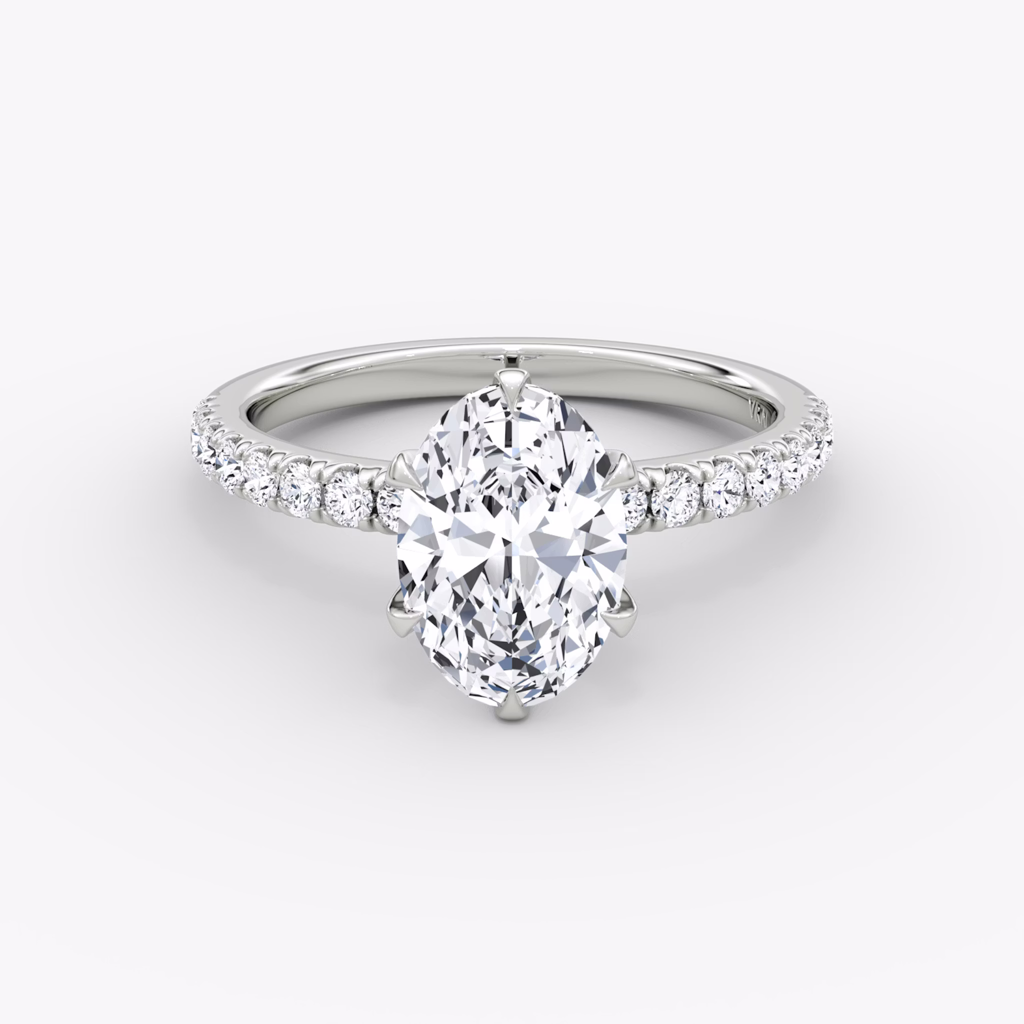 The V | Oval | Platinum | bandAccent: Pavé | diamondOrientation: vertical | caratWeight: other
