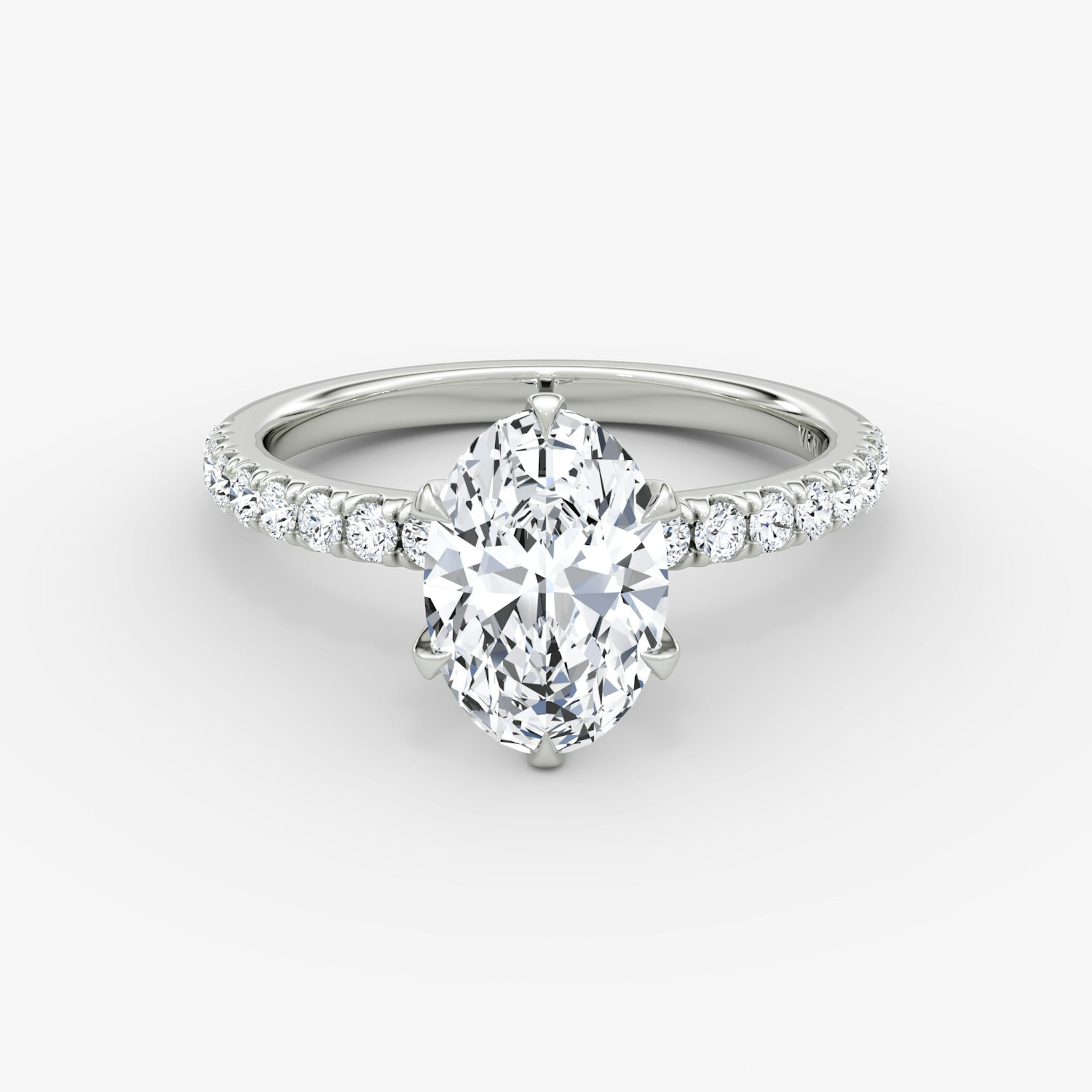 The V | Oval | Platinum | bandAccent: Pavé | diamondOrientation: vertical | caratWeight: other