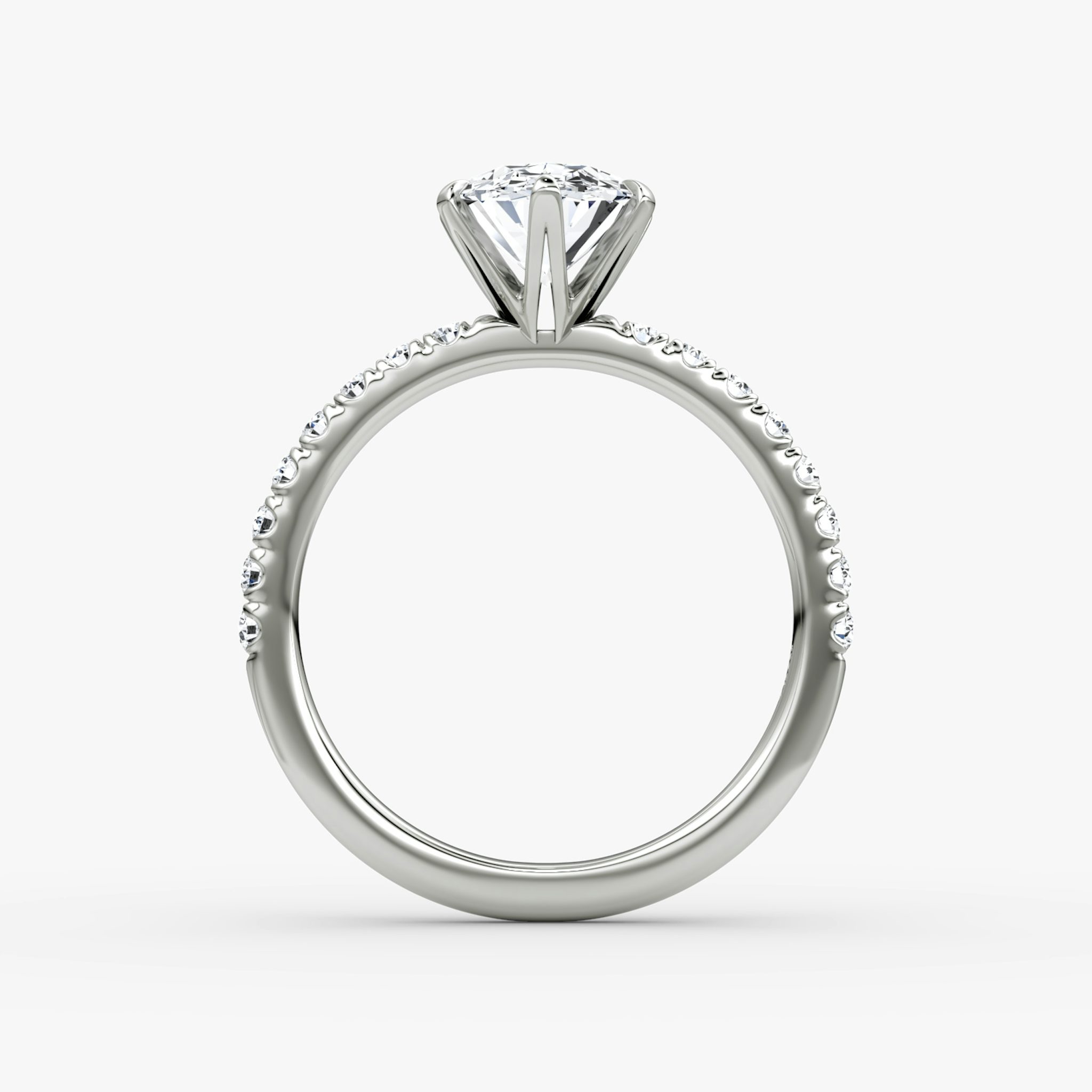 The V | Oval | Platinum | bandAccent: Pavé | diamondOrientation: vertical | caratWeight: other