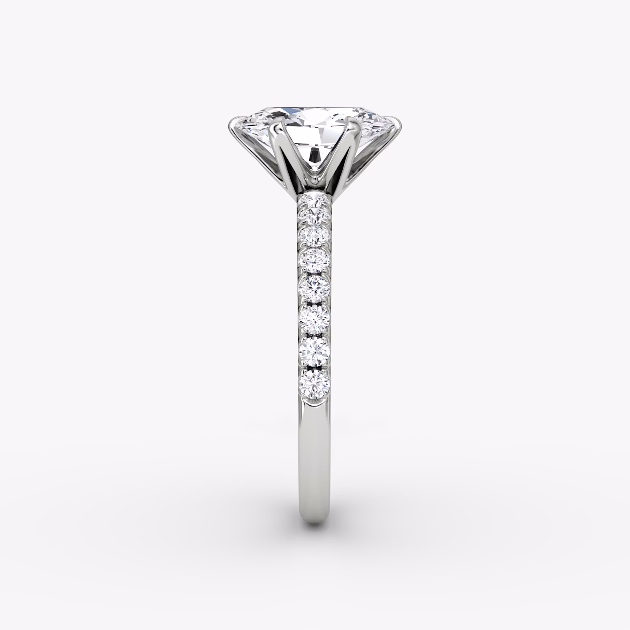 The V | Oval | Platinum | bandAccent: Pavé | diamondOrientation: vertical | caratWeight: other