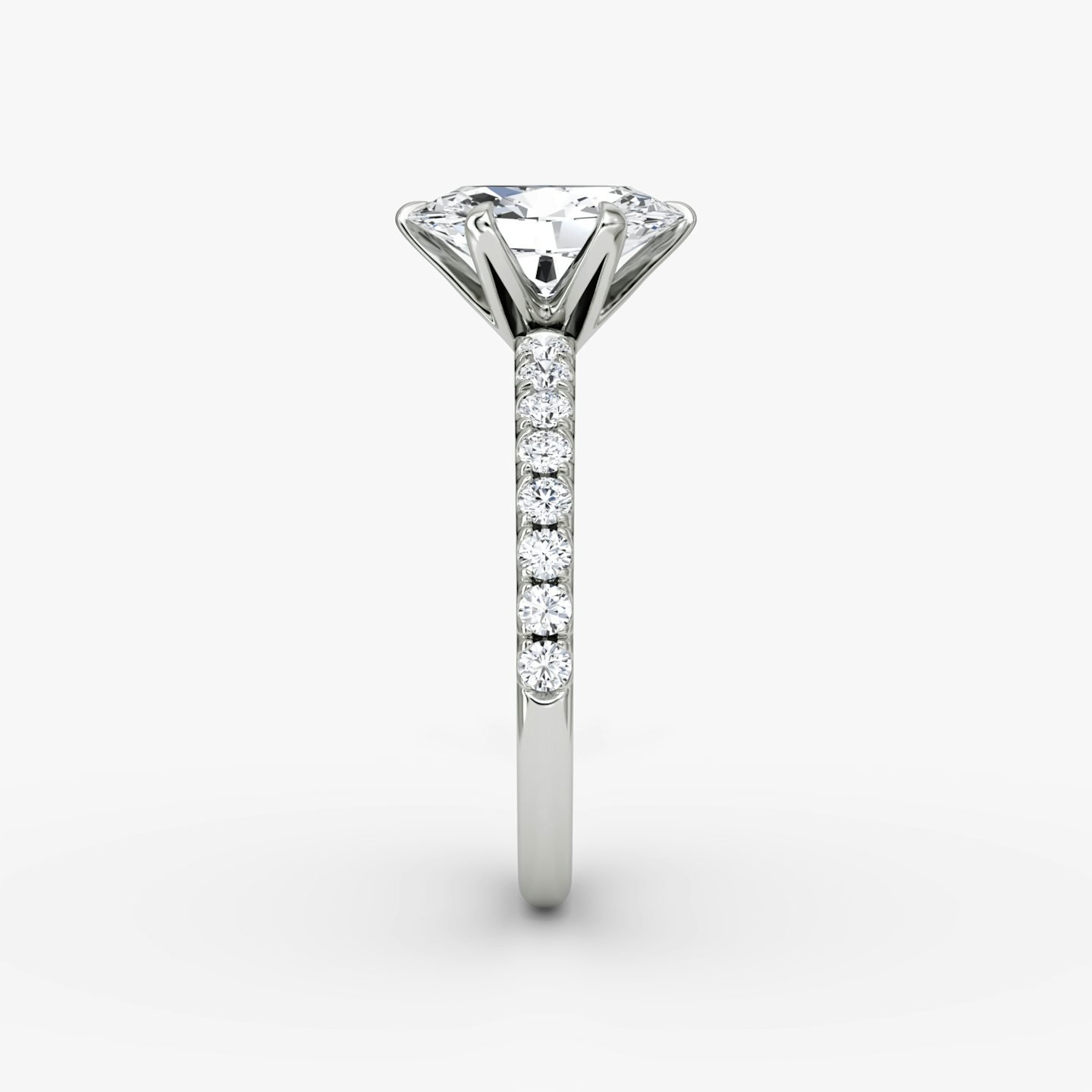 The V | Oval | 18k | White Gold | bandAccent: Pavé | diamondOrientation: vertical | caratWeight: other