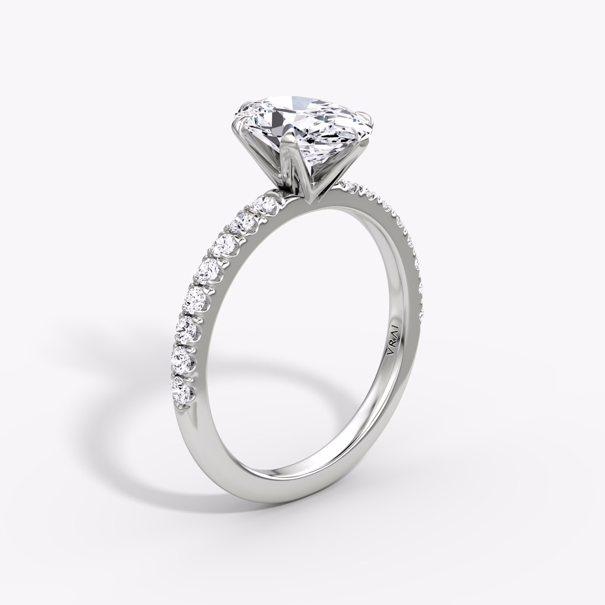 The V | Oval | Platinum | bandAccent: Pavé | diamondOrientation: vertical | caratWeight: other