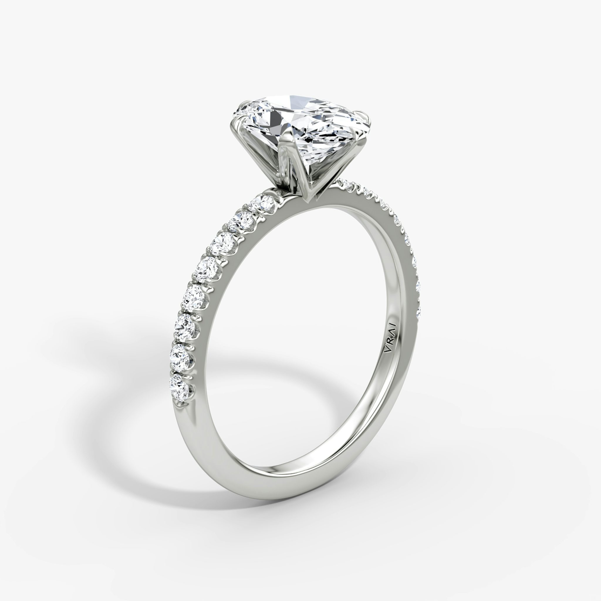 The V | Oval | Platinum | bandAccent: Pavé | diamondOrientation: vertical | caratWeight: other