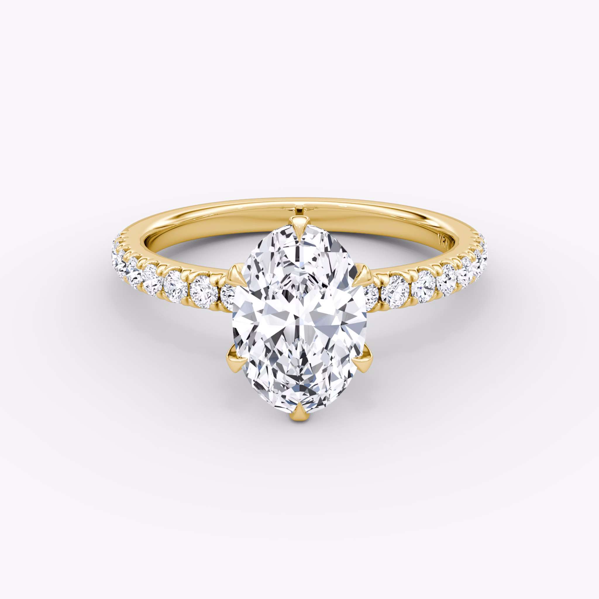 The V | Oval | 18k | Yellow Gold | bandAccent: Pavé | diamondOrientation: vertical | caratWeight: other