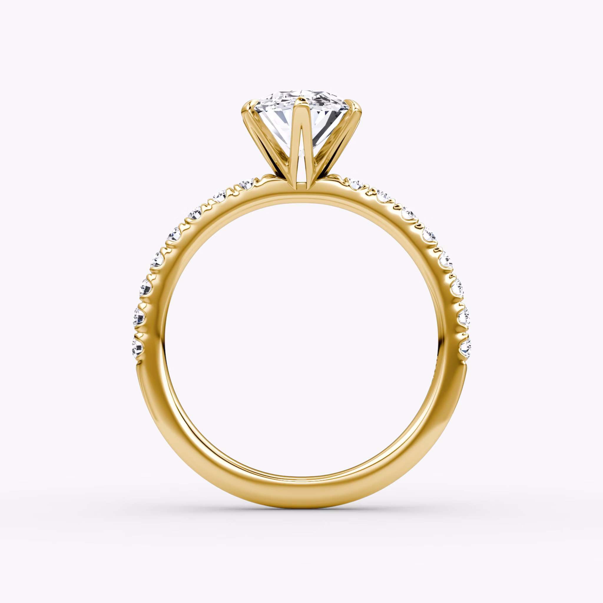 The V | Oval | 18k | Yellow Gold | bandAccent: Pavé | diamondOrientation: vertical | caratWeight: other