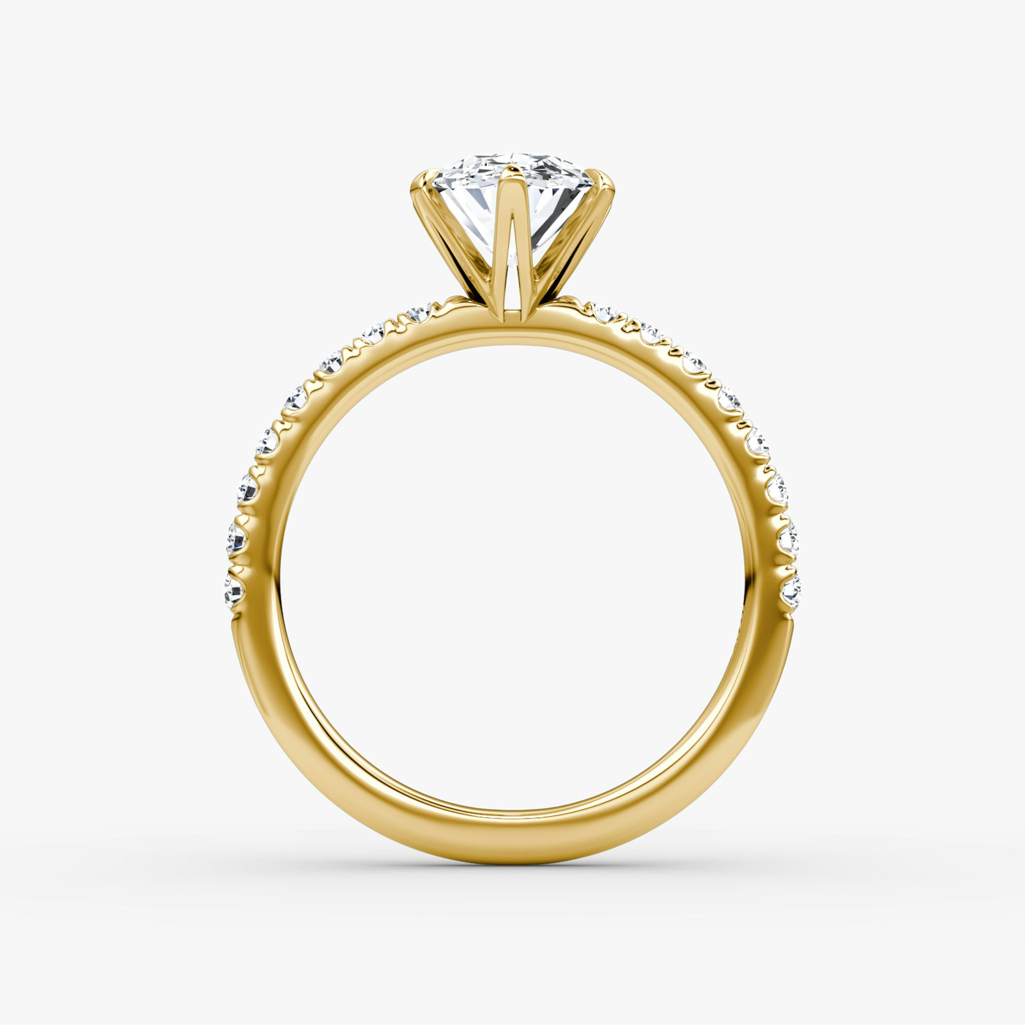 The V | Oval | 18k | Yellow Gold | bandAccent: Pavé | diamondOrientation: vertical | caratWeight: other