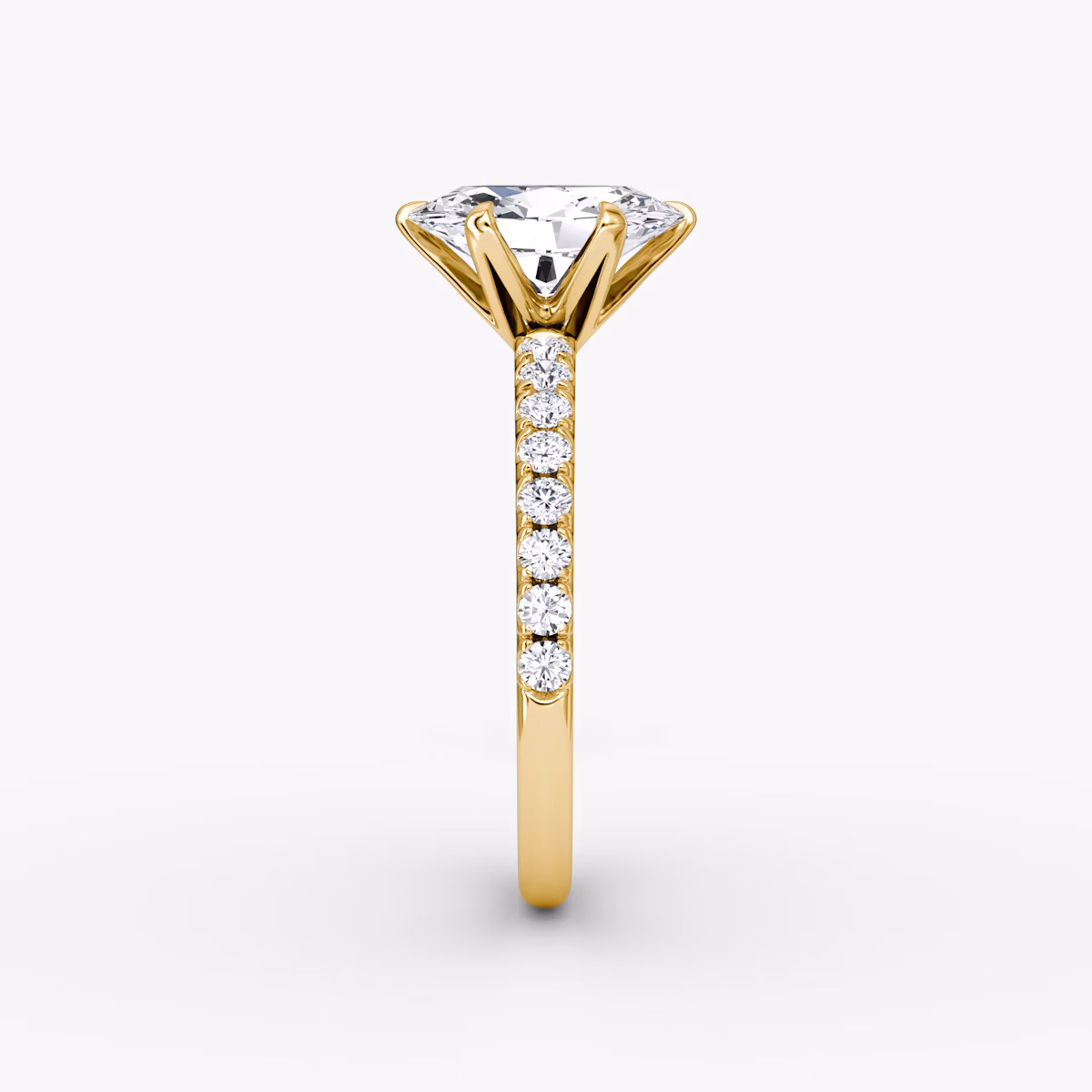The V | Oval | 18k | Yellow Gold | bandAccent: Pavé | diamondOrientation: vertical | caratWeight: other