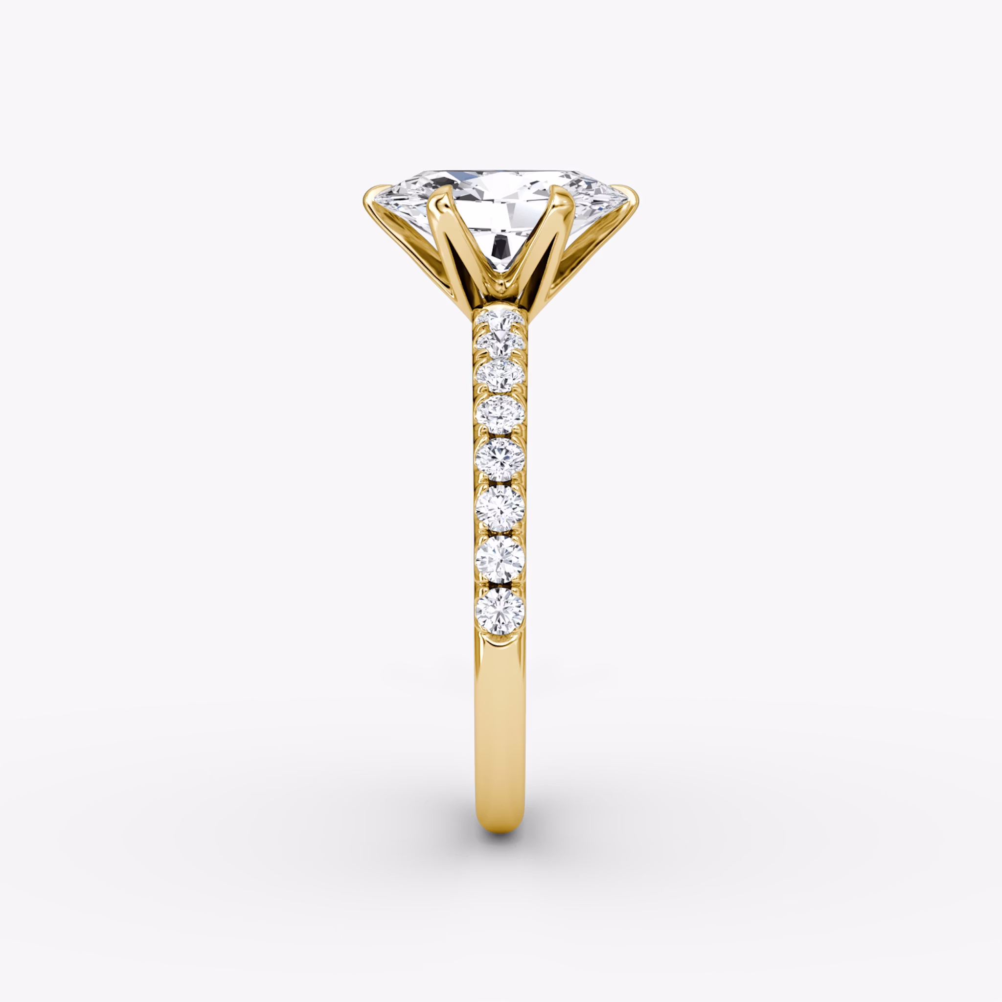 The V | Oval | 18k | Yellow Gold | bandAccent: Pavé | diamondOrientation: vertical | caratWeight: other