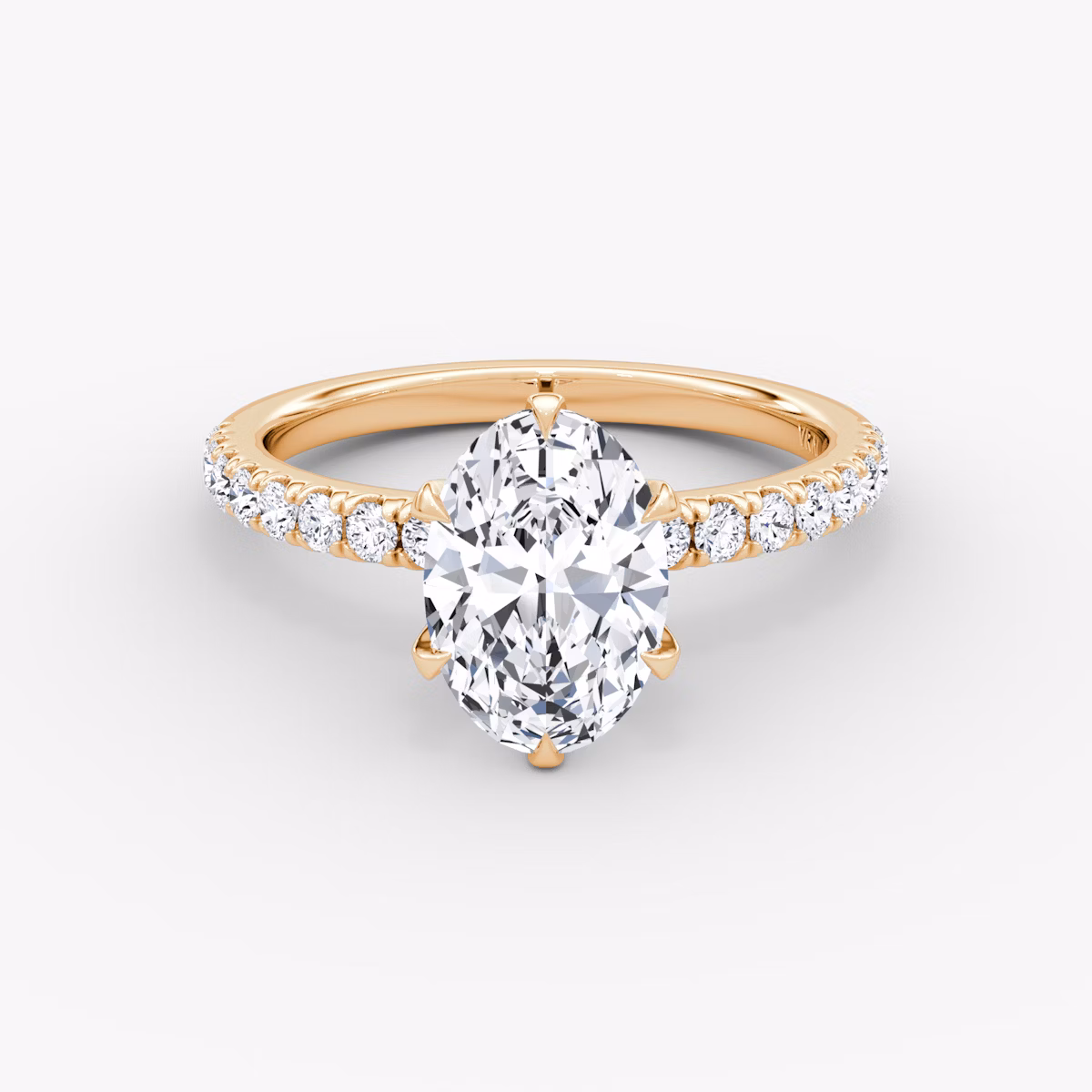 The V | Oval | 14k | Rose Gold | bandAccent: Pavé | diamondOrientation: vertical | caratWeight: other