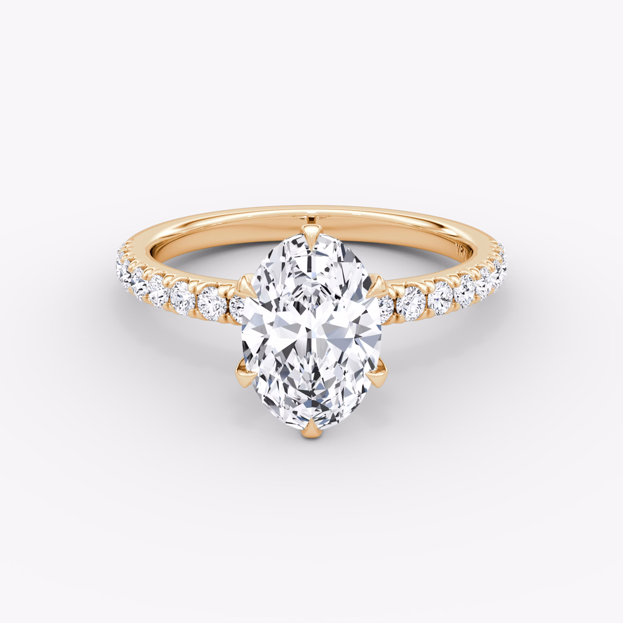 The V | Oval | 14k | Rose Gold | bandAccent: Pavé | diamondOrientation: vertical | caratWeight: other