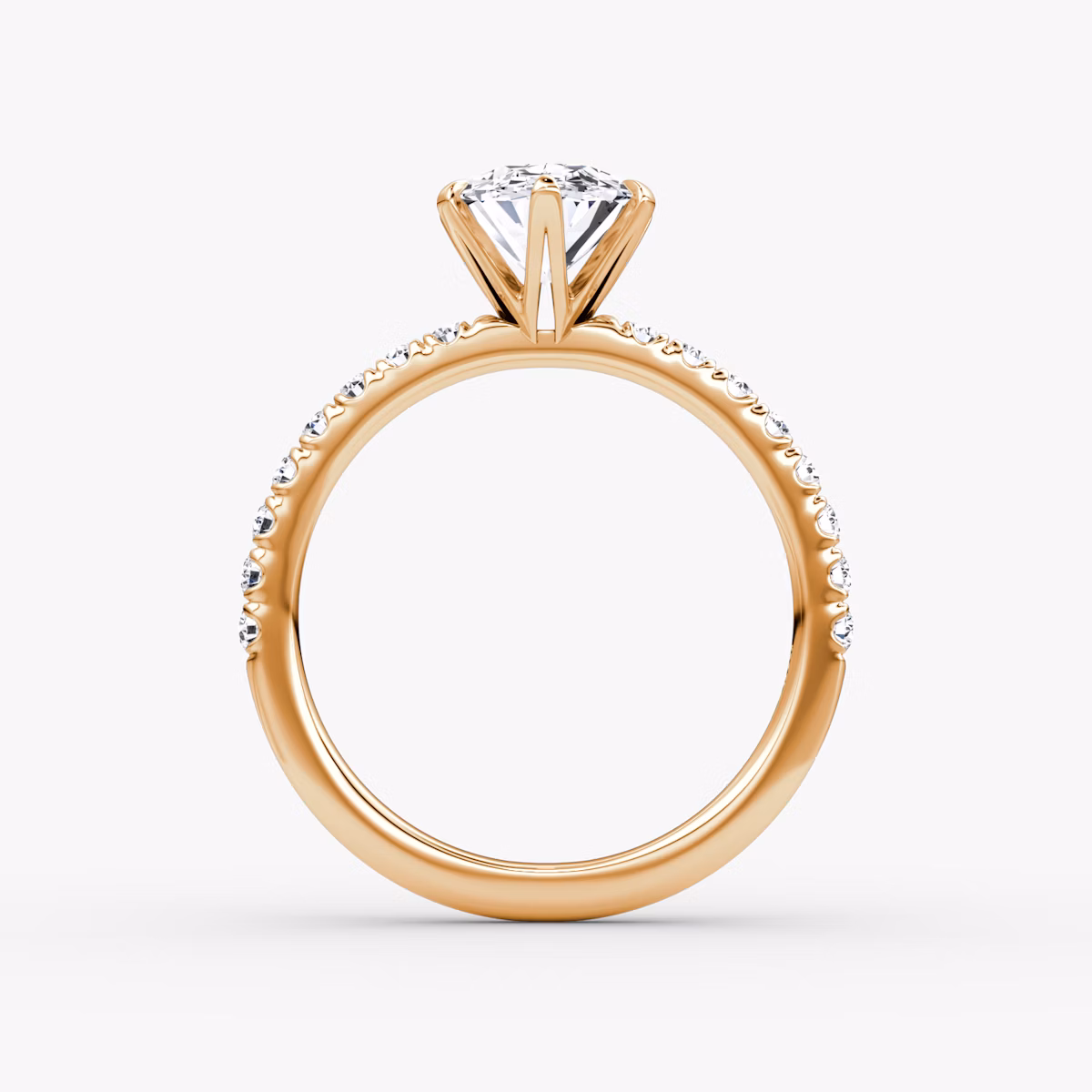 The V | Oval | 14k | Rose Gold | bandAccent: Pavé | diamondOrientation: vertical | caratWeight: other