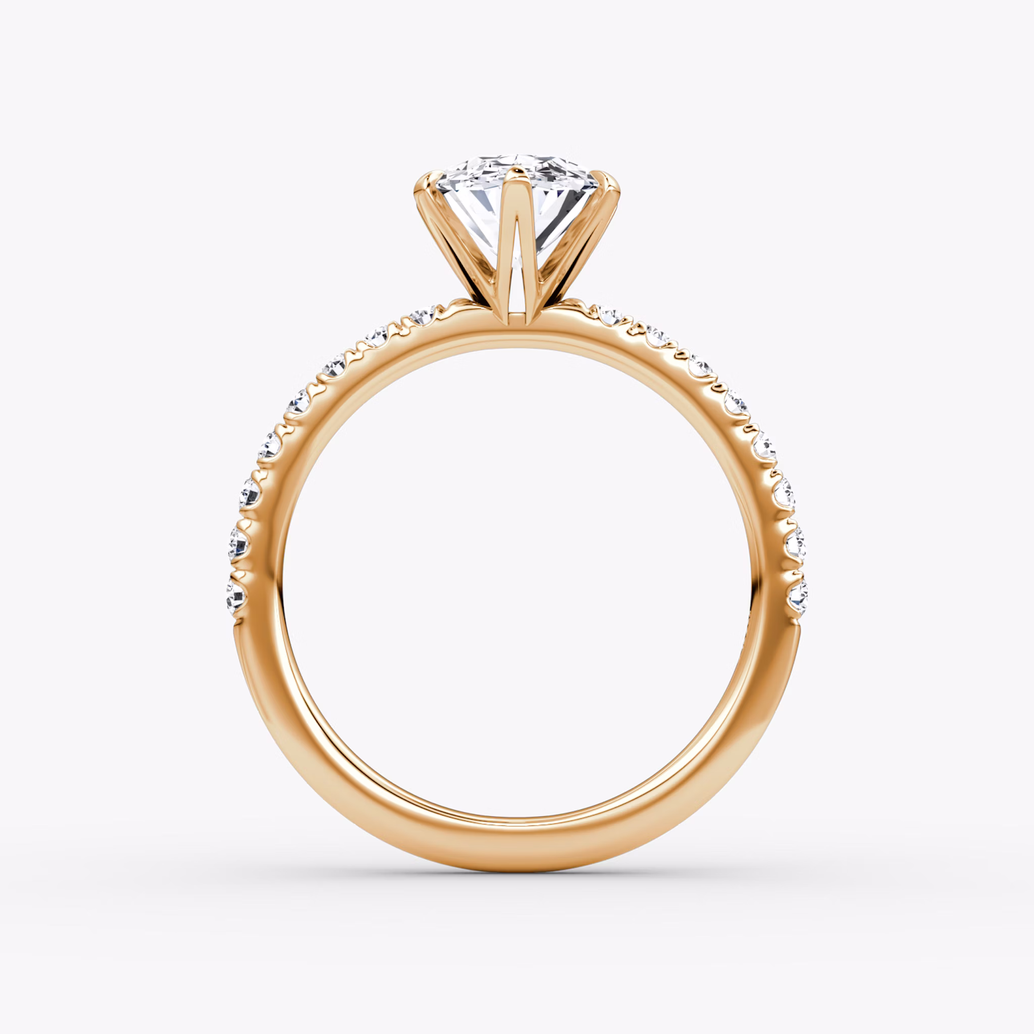 The V | Oval | 14k | Rose Gold | bandAccent: Pavé | diamondOrientation: vertical | caratWeight: other