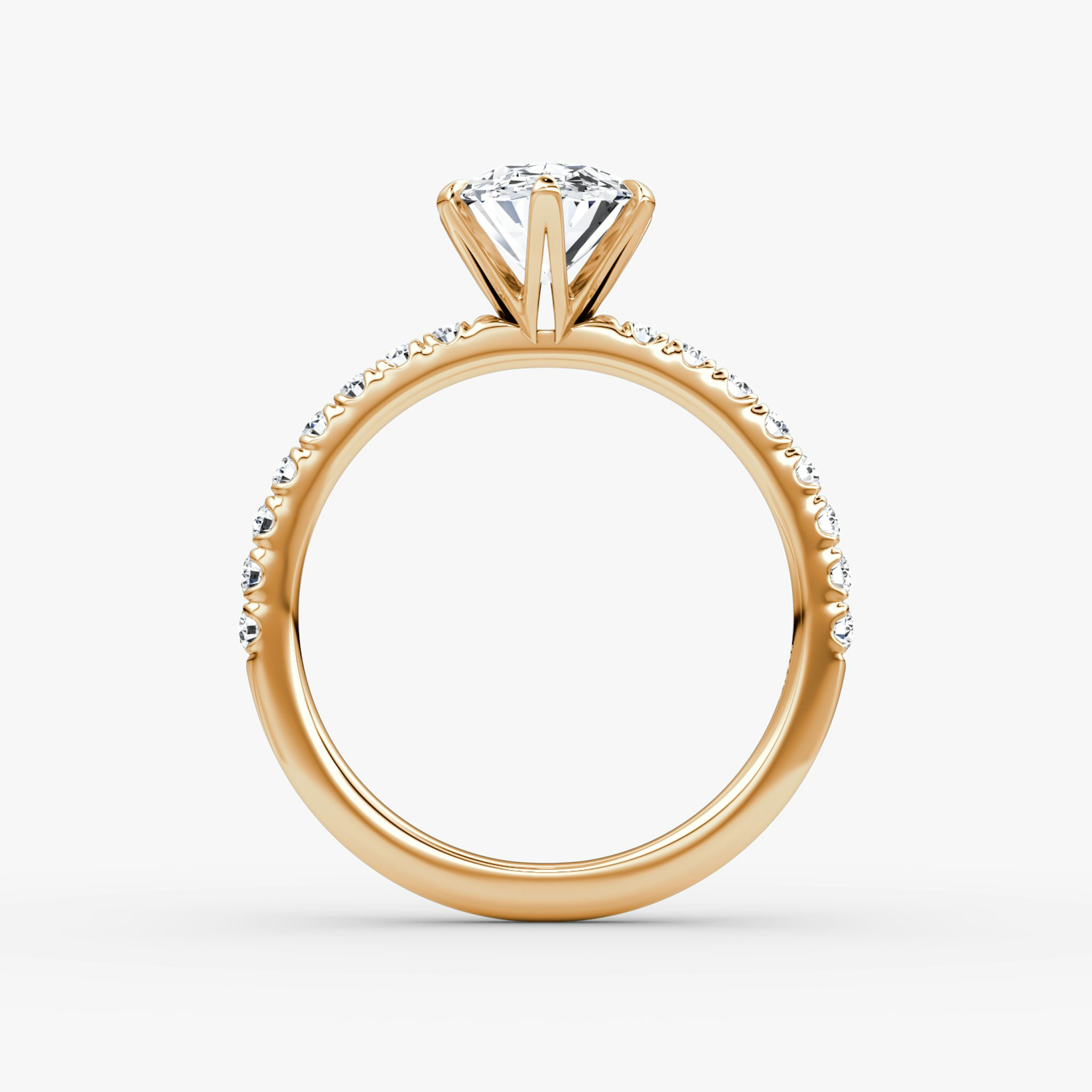 The V | Oval | 14k | Rose Gold | bandAccent: Pavé | diamondOrientation: vertical | caratWeight: other