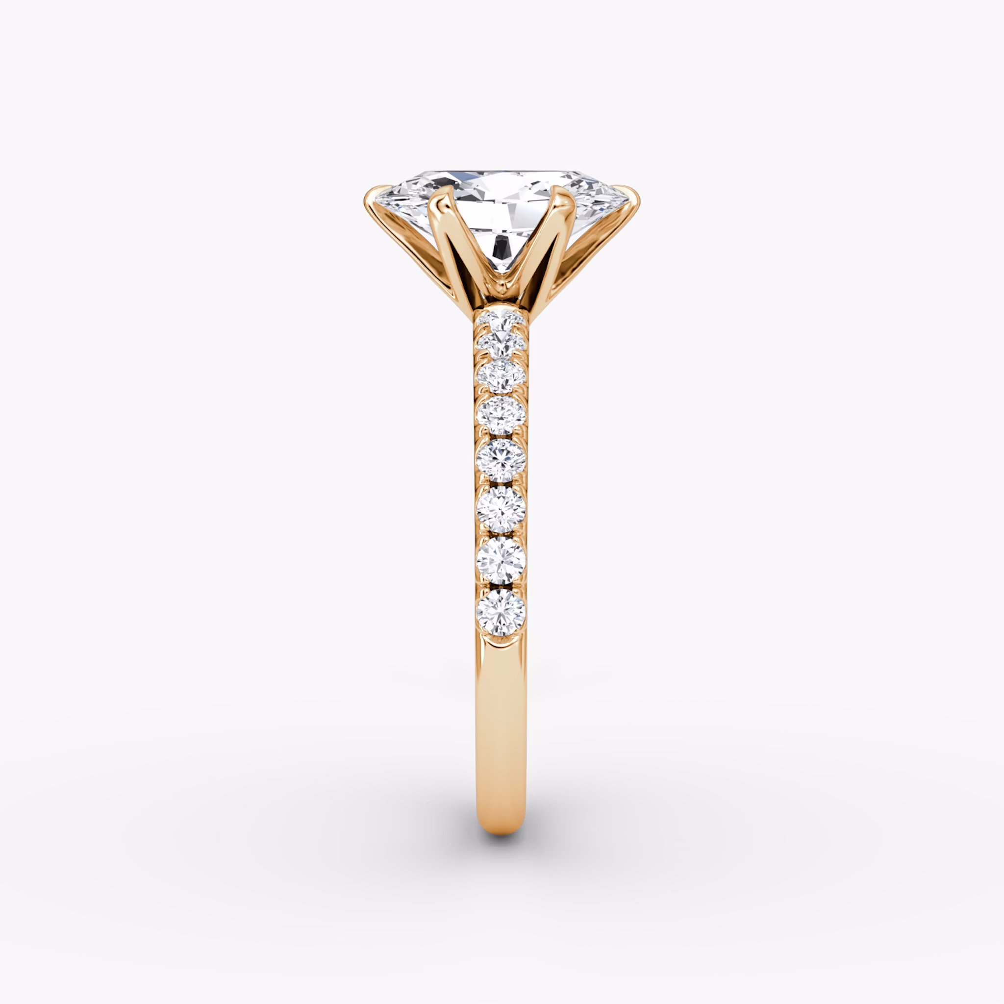 The V | Oval | 14k | Rose Gold | bandAccent: Pavé | diamondOrientation: vertical | caratWeight: other
