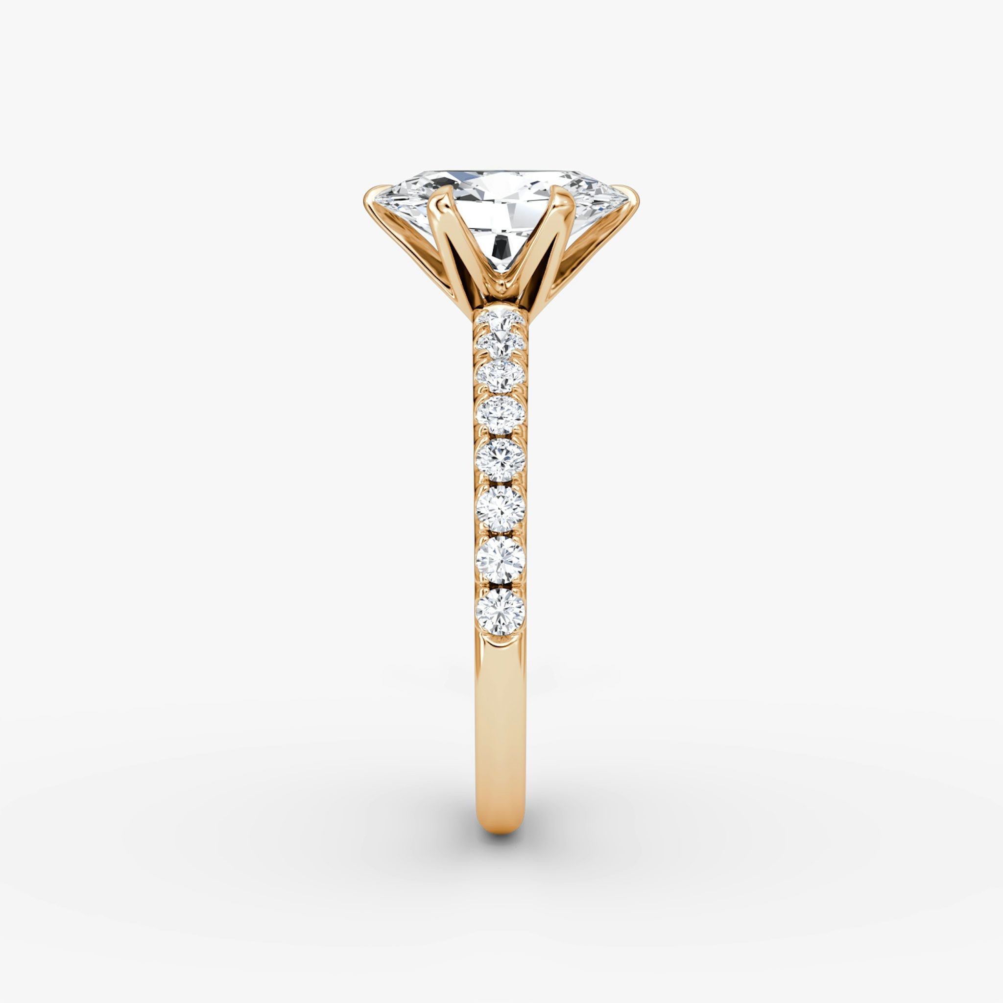 The V | Oval | 14k | Rose Gold | bandAccent: Pavé | diamondOrientation: vertical | caratWeight: other