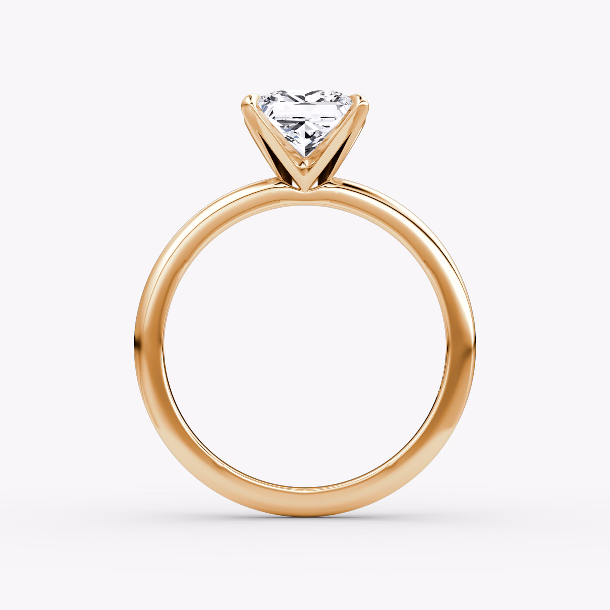 The V | Princess | 14k | Rose Gold | bandAccent: Plain | diamondOrientation: vertical | caratWeight: other