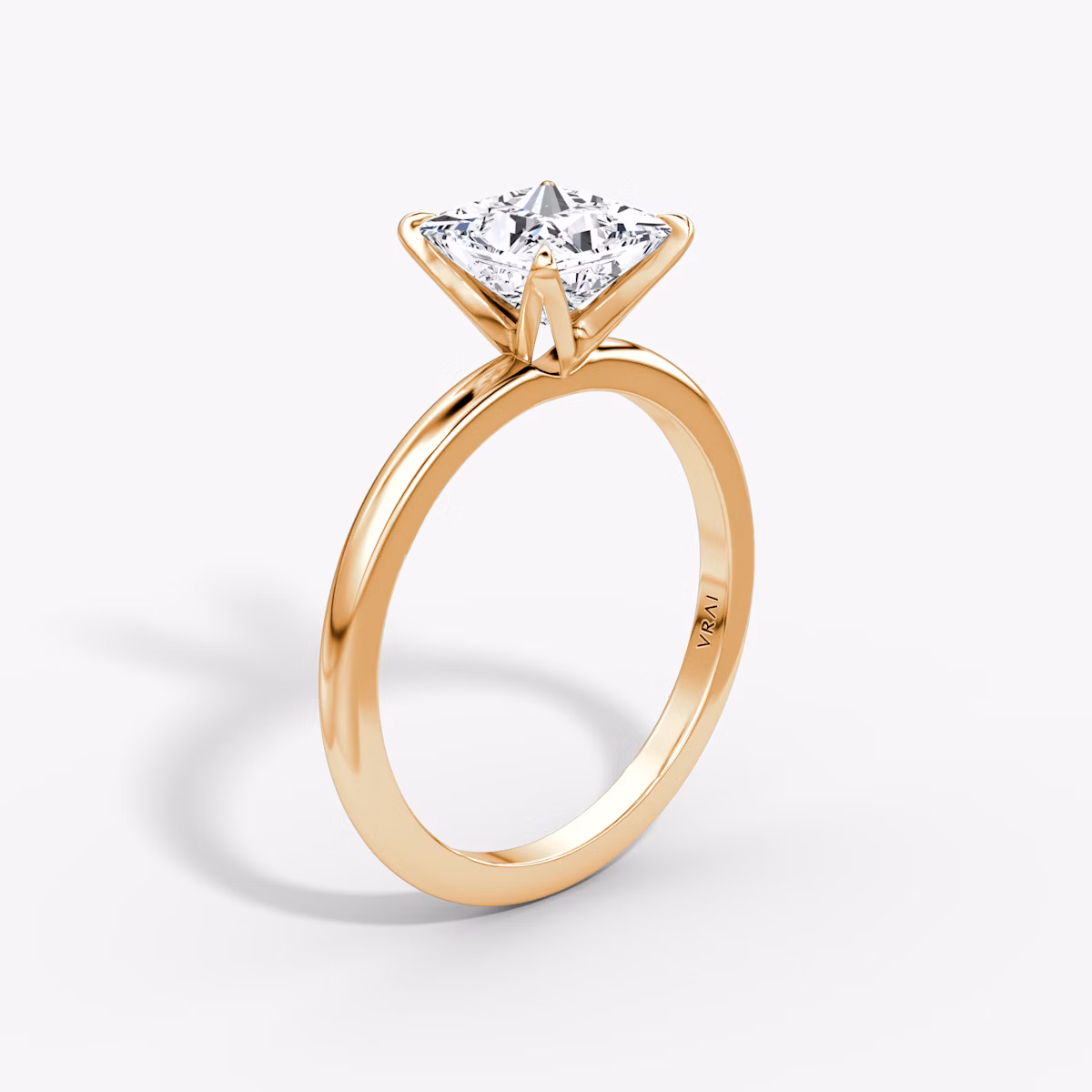 The V | Princess | 14k | Rose Gold | bandAccent: Plain | diamondOrientation: vertical | caratWeight: other