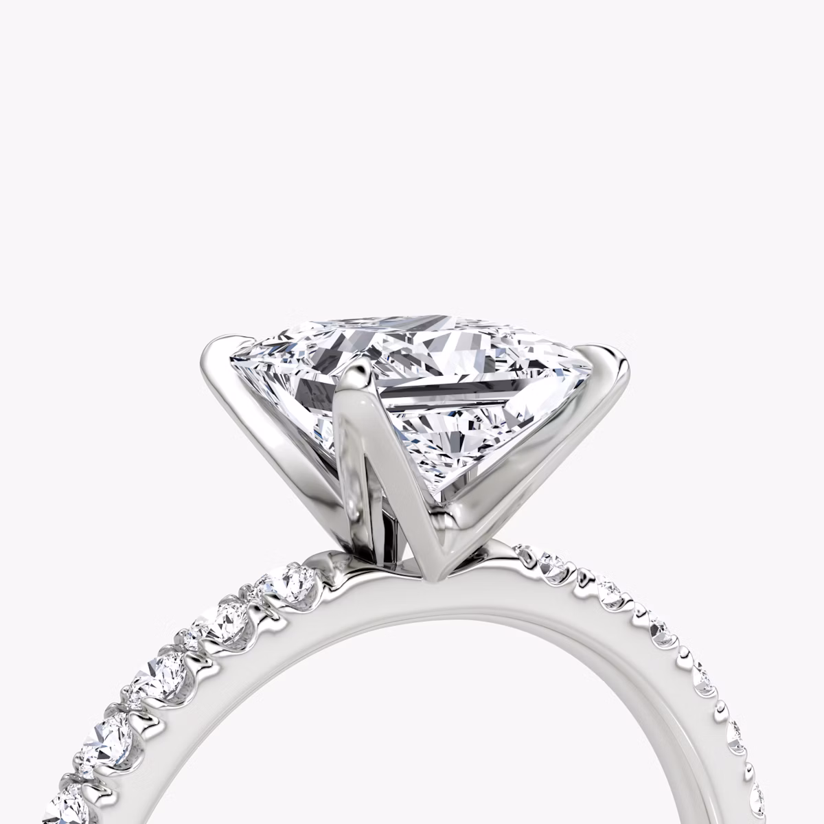 The V | Princess | Platinum | bandAccent: Pavé | diamondOrientation: vertical | caratWeight: other