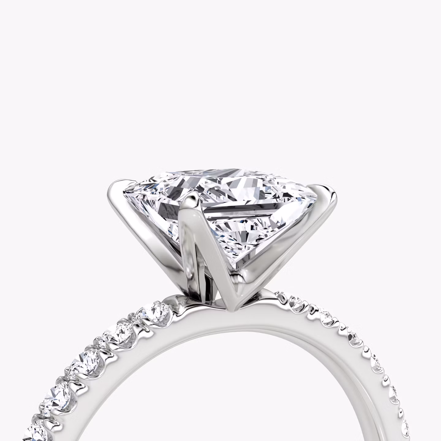The V | Princess | 18k | White Gold | bandAccent: Pavé | diamondOrientation: vertical | caratWeight: other