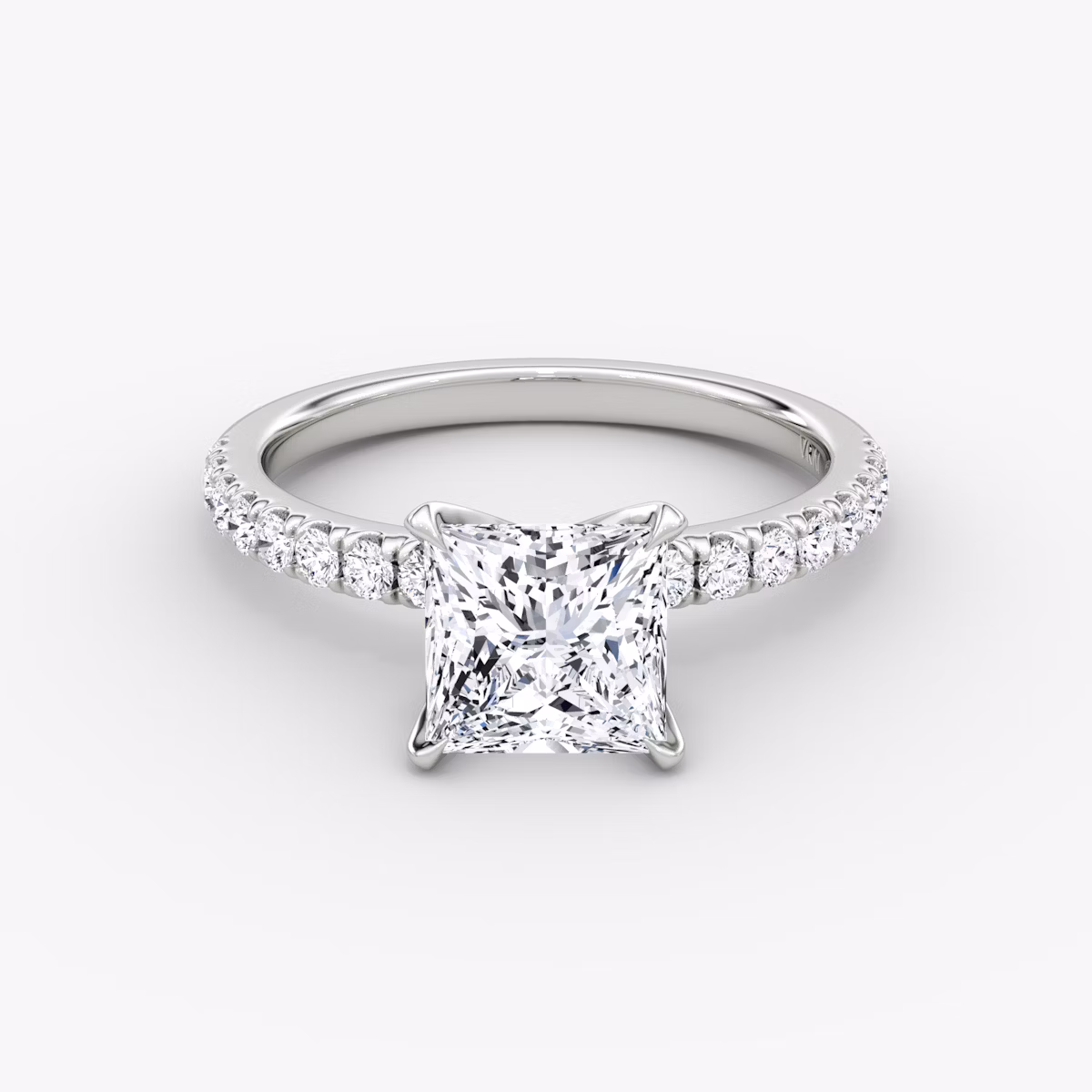 The V | Princess | Platinum | bandAccent: Pavé | diamondOrientation: vertical | caratWeight: other