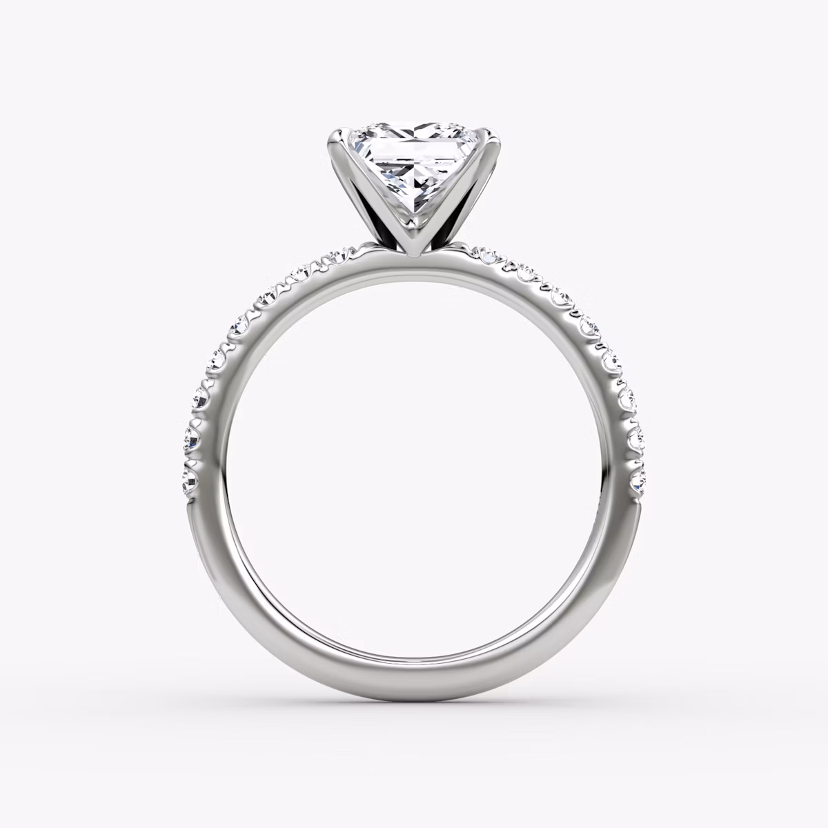 The V | Princess | Platinum | bandAccent: Pavé | diamondOrientation: vertical | caratWeight: other