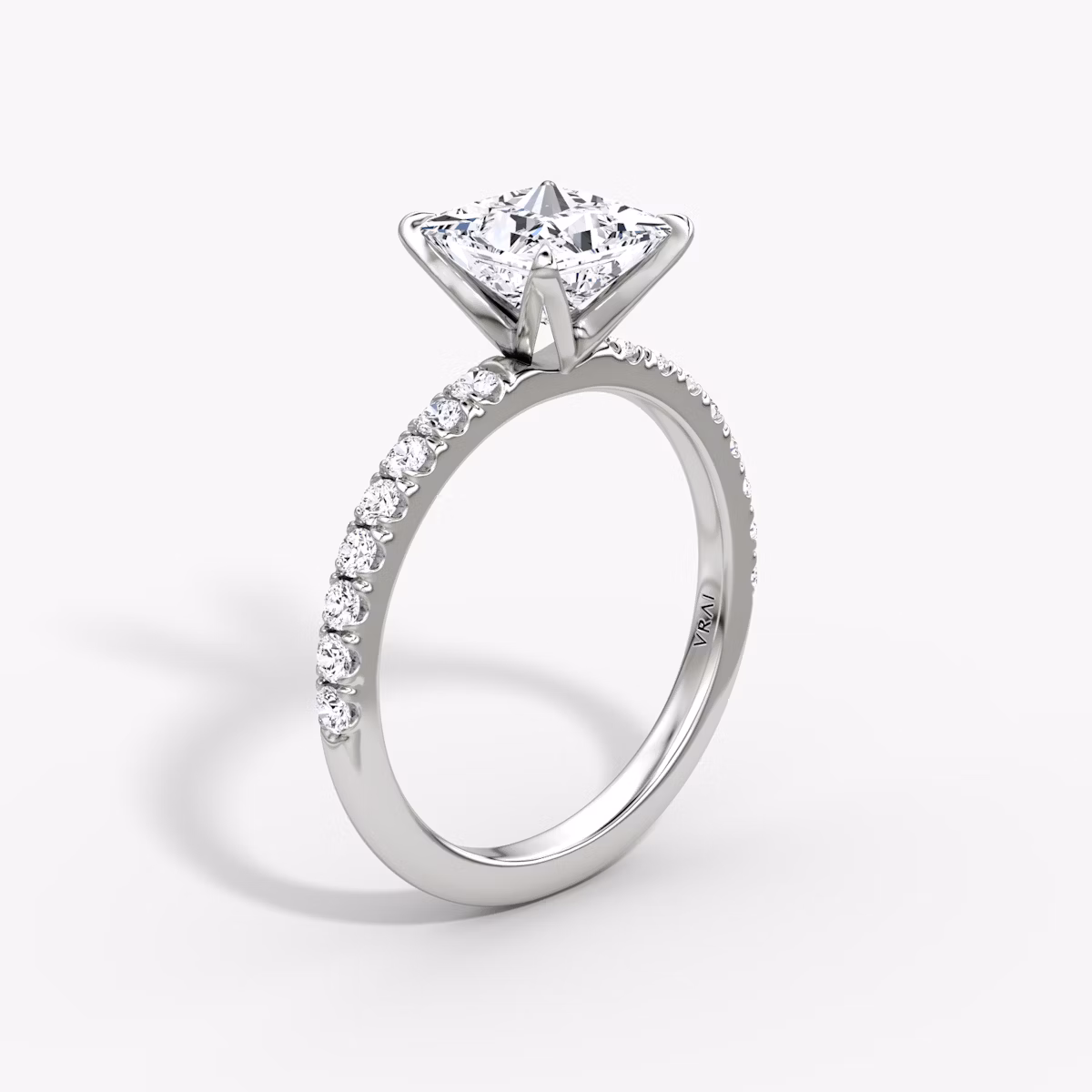 The V | Princess | Platinum | bandAccent: Pavé | diamondOrientation: vertical | caratWeight: other