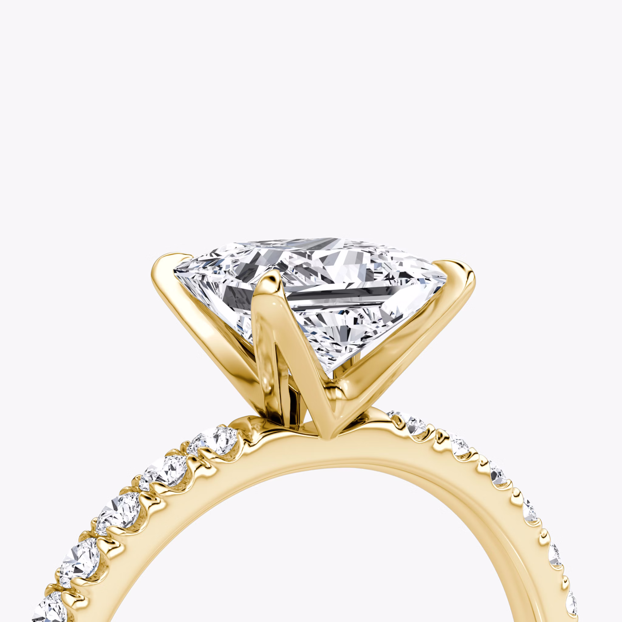 The V | Princess | 18k | Yellow Gold | bandAccent: Pavé | diamondOrientation: vertical | caratWeight: other