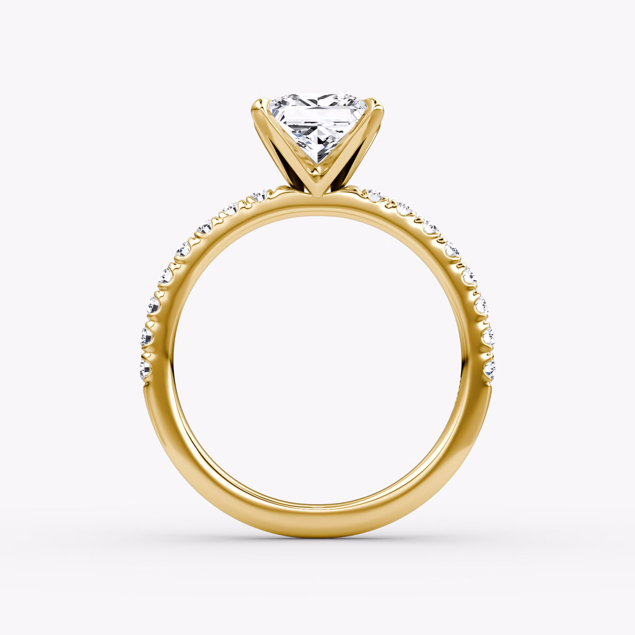 The V | Princess | 18k | Yellow Gold | bandAccent: Pavé | diamondOrientation: vertical | caratWeight: other