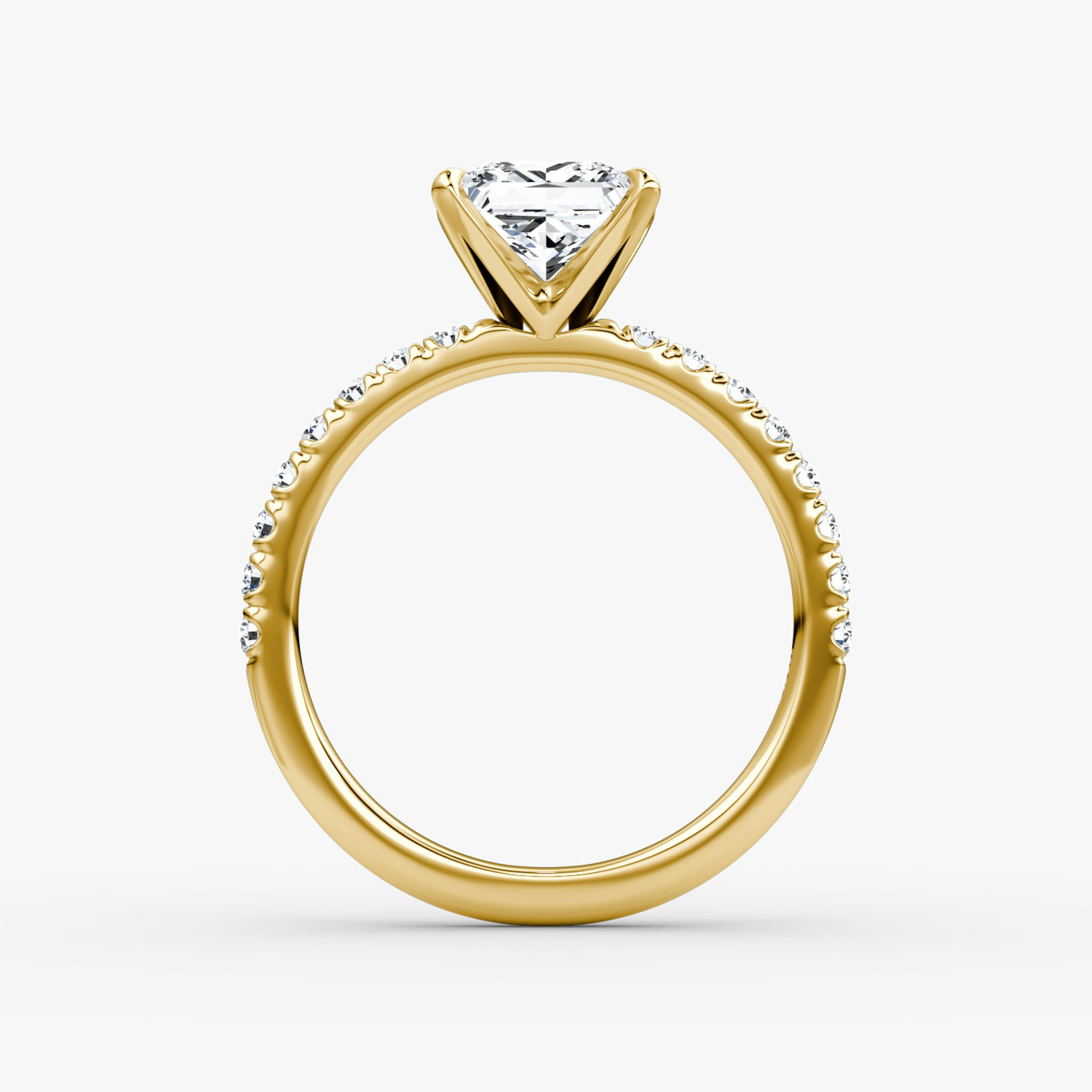 The V | Princess | 18k | Yellow Gold | bandAccent: Pavé | diamondOrientation: vertical | caratWeight: other