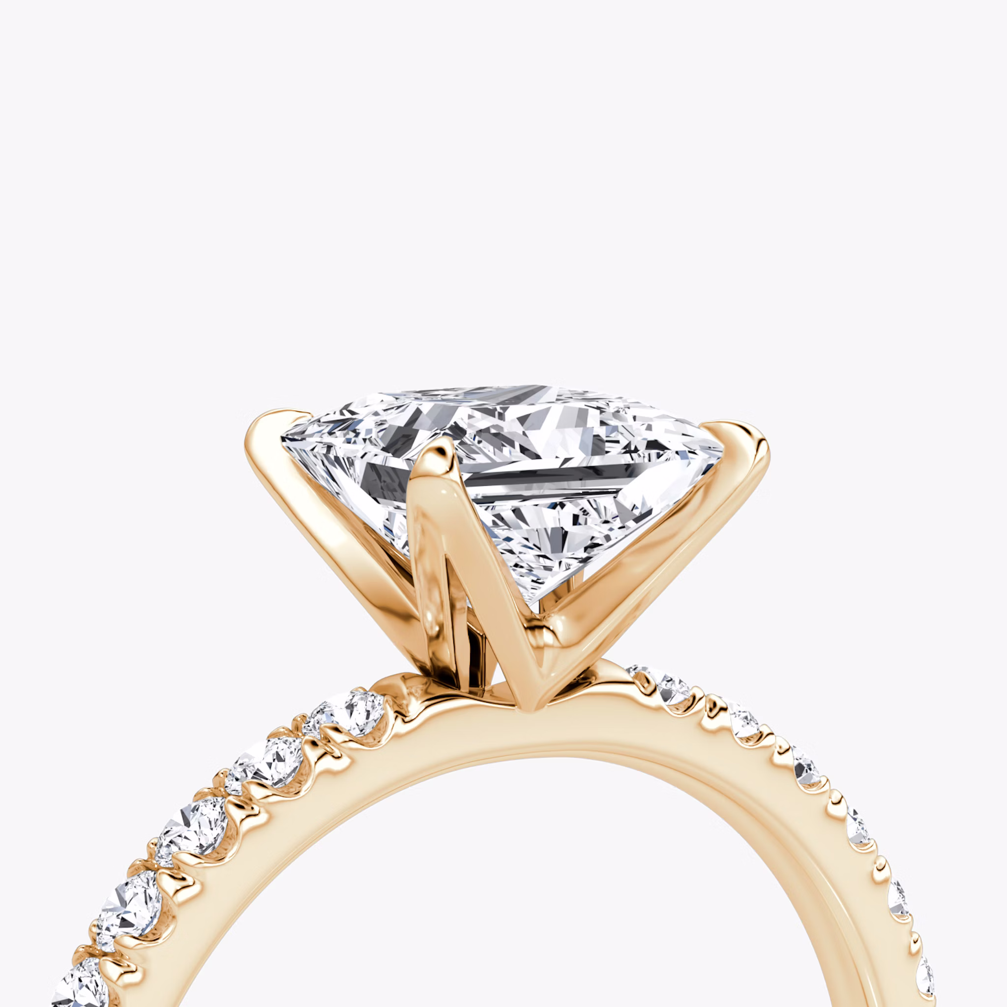 The V | Princess | 14k | Rose Gold | bandAccent: Pavé | diamondOrientation: vertical | caratWeight: other