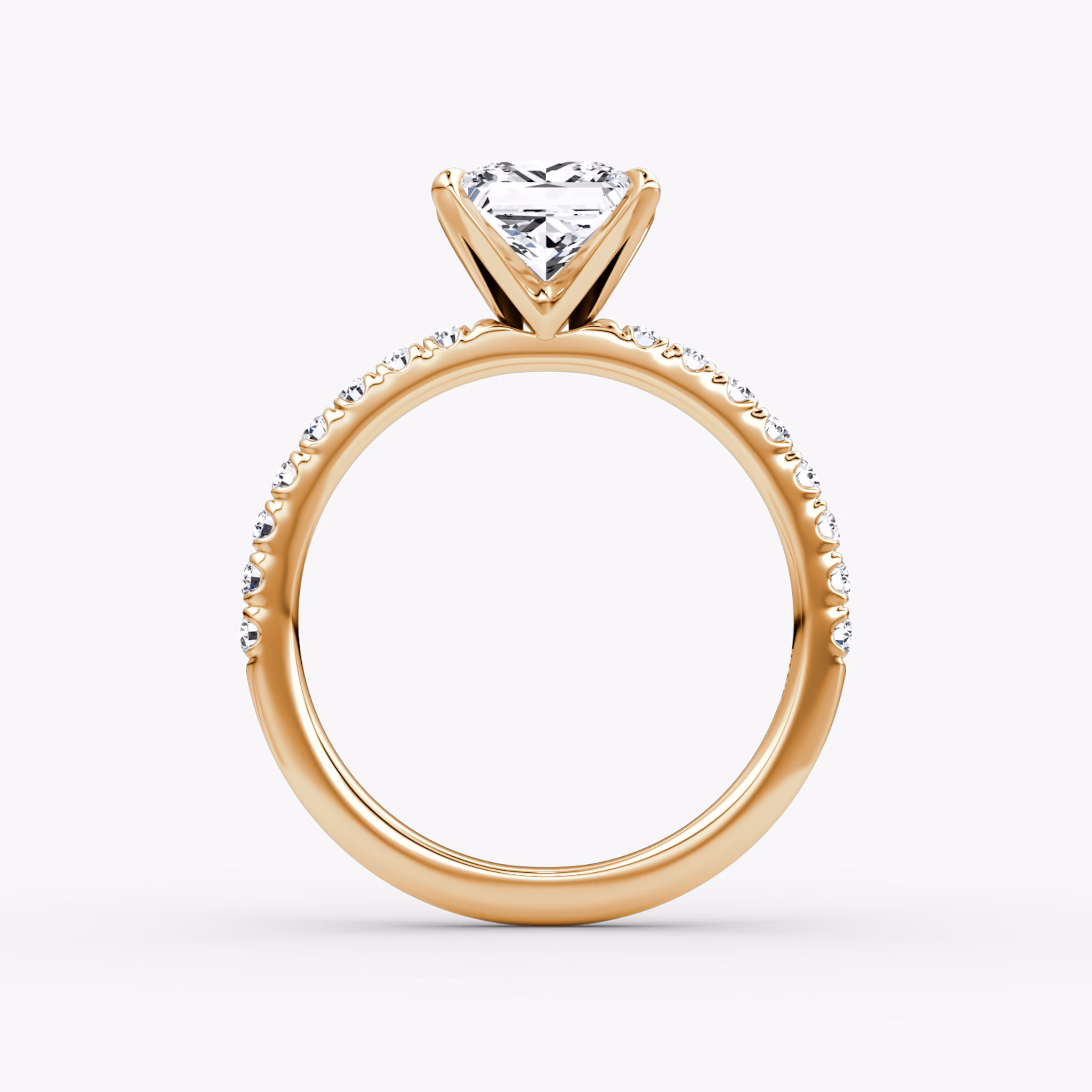 The V | Princess | 14k | Rose Gold | bandAccent: Pavé | diamondOrientation: vertical | caratWeight: other