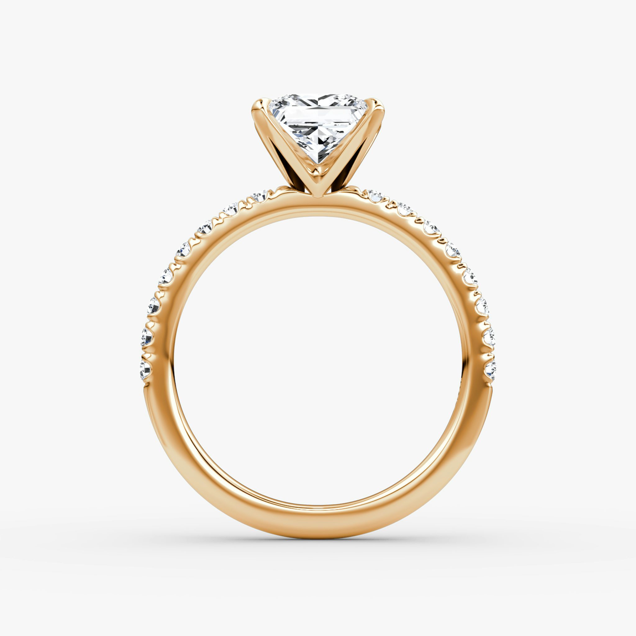 The V | Princess | 14k | Rose Gold | bandAccent: Pavé | diamondOrientation: vertical | caratWeight: other