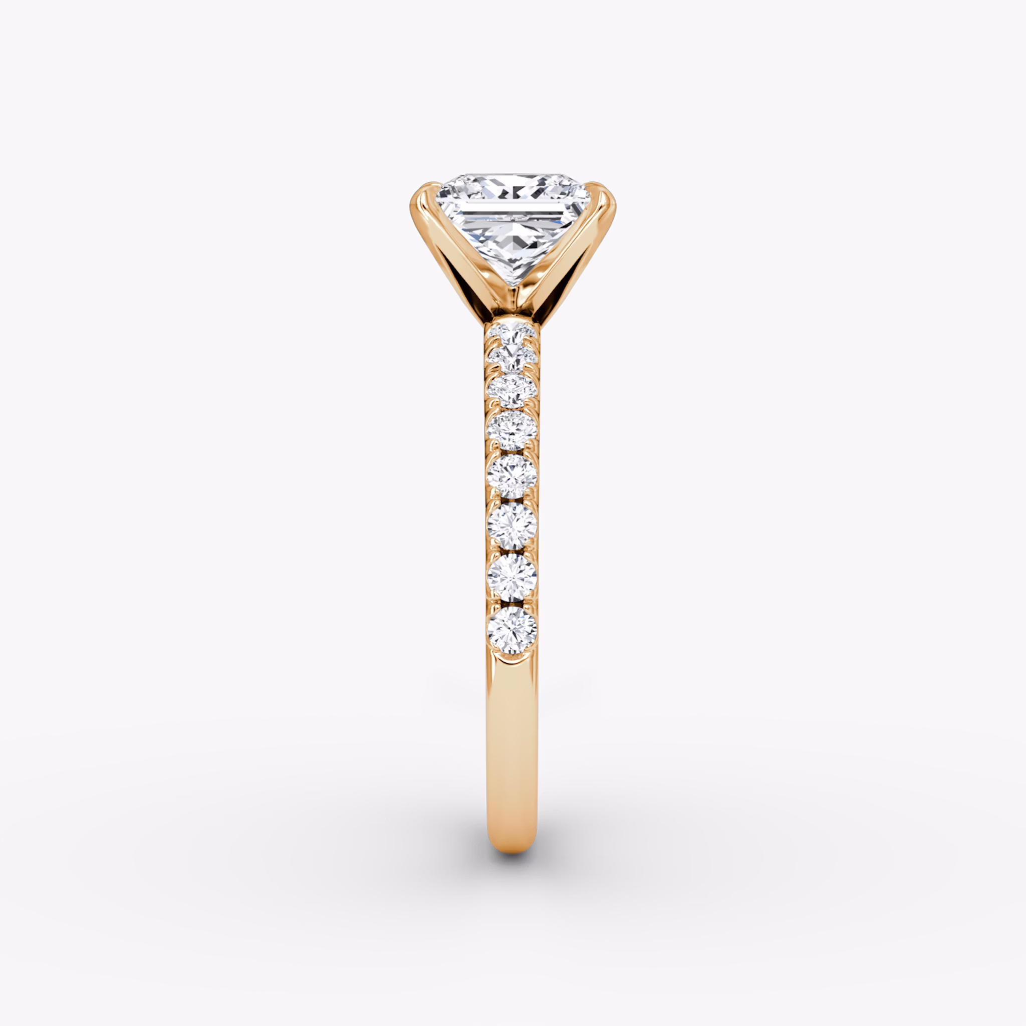 The V | Princess | 14k | Rose Gold | bandAccent: Pavé | diamondOrientation: vertical | caratWeight: other