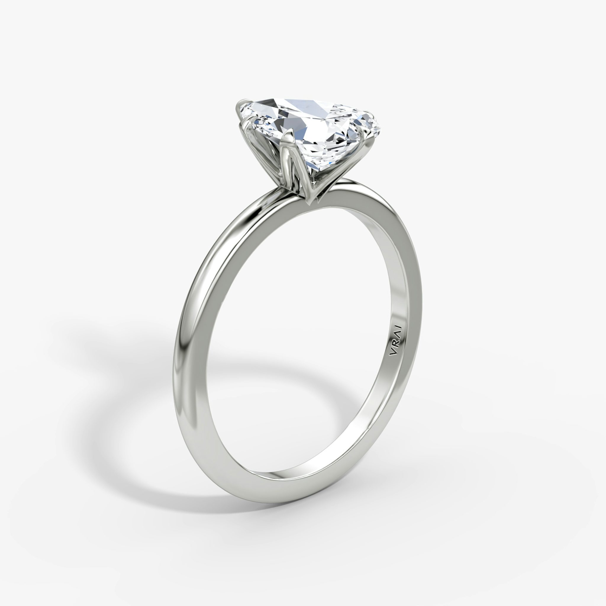 The V | Pear | 18k | White Gold | bandAccent: Plain | diamondOrientation: vertical | caratWeight: other