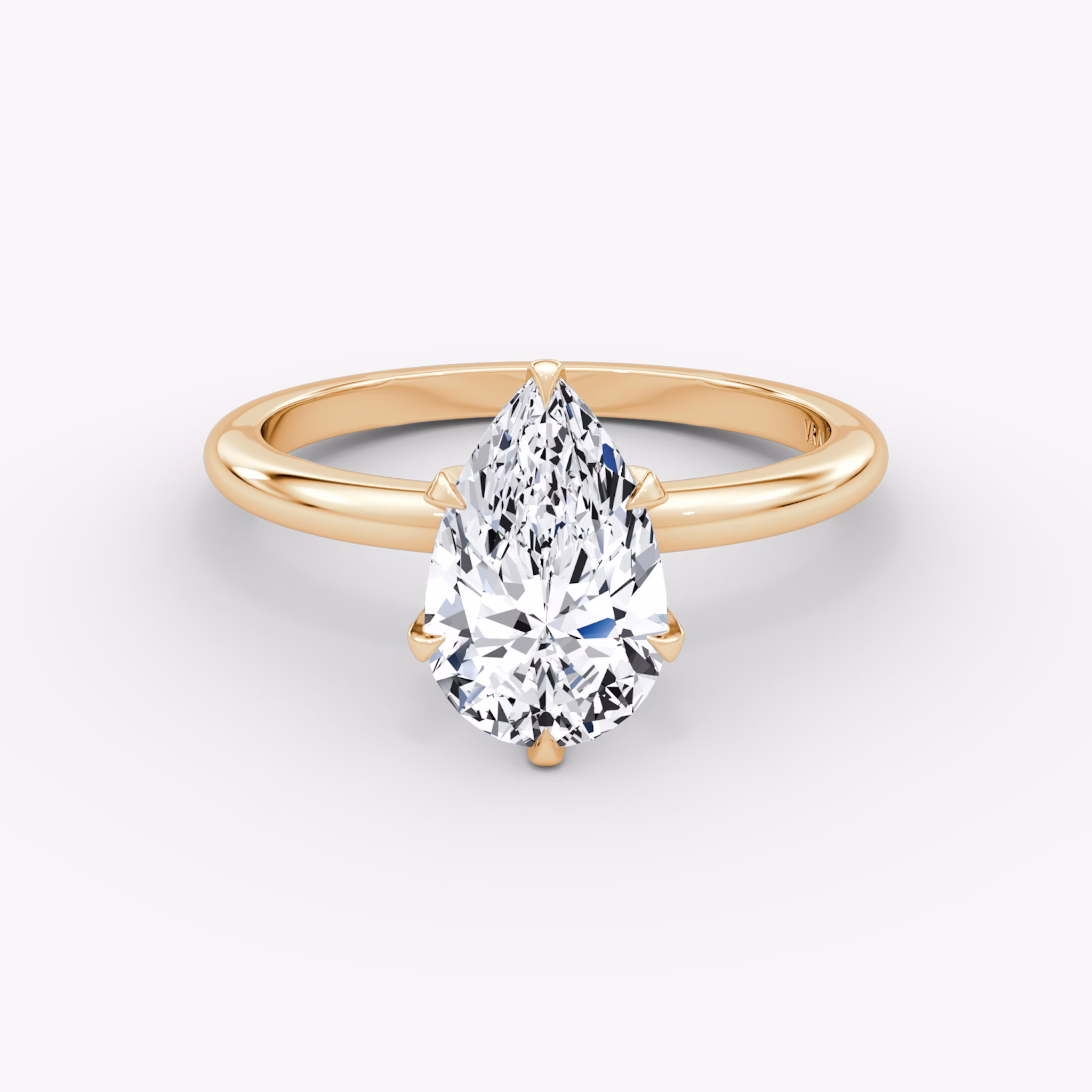 The V | Pear | 14k | Rose Gold | bandAccent: Plain | diamondOrientation: vertical | caratWeight: other