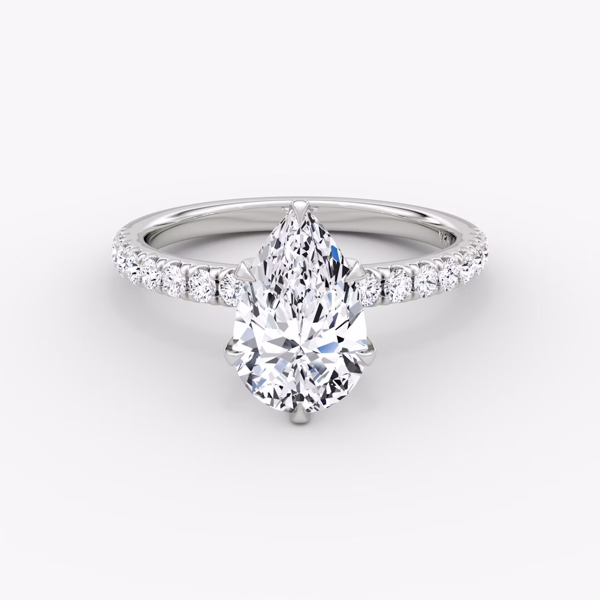The V | Pear | Platinum | bandAccent: Pavé | diamondOrientation: vertical | caratWeight: other