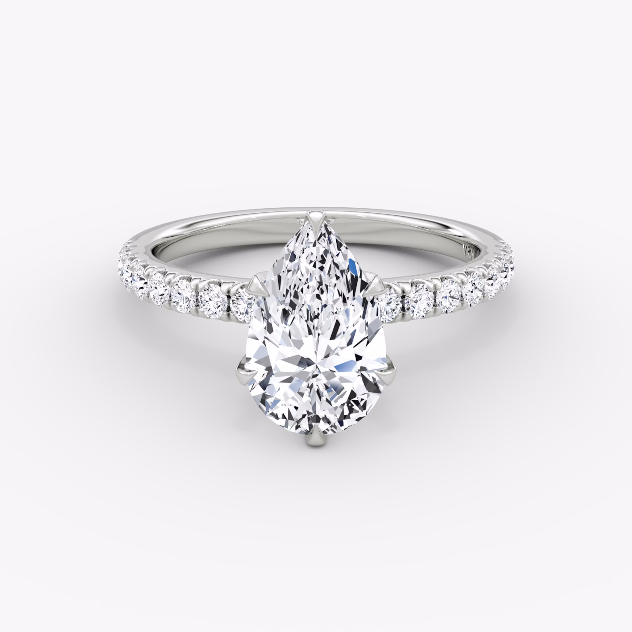 The V | Pear | Platinum | bandAccent: Pavé | diamondOrientation: vertical | caratWeight: other