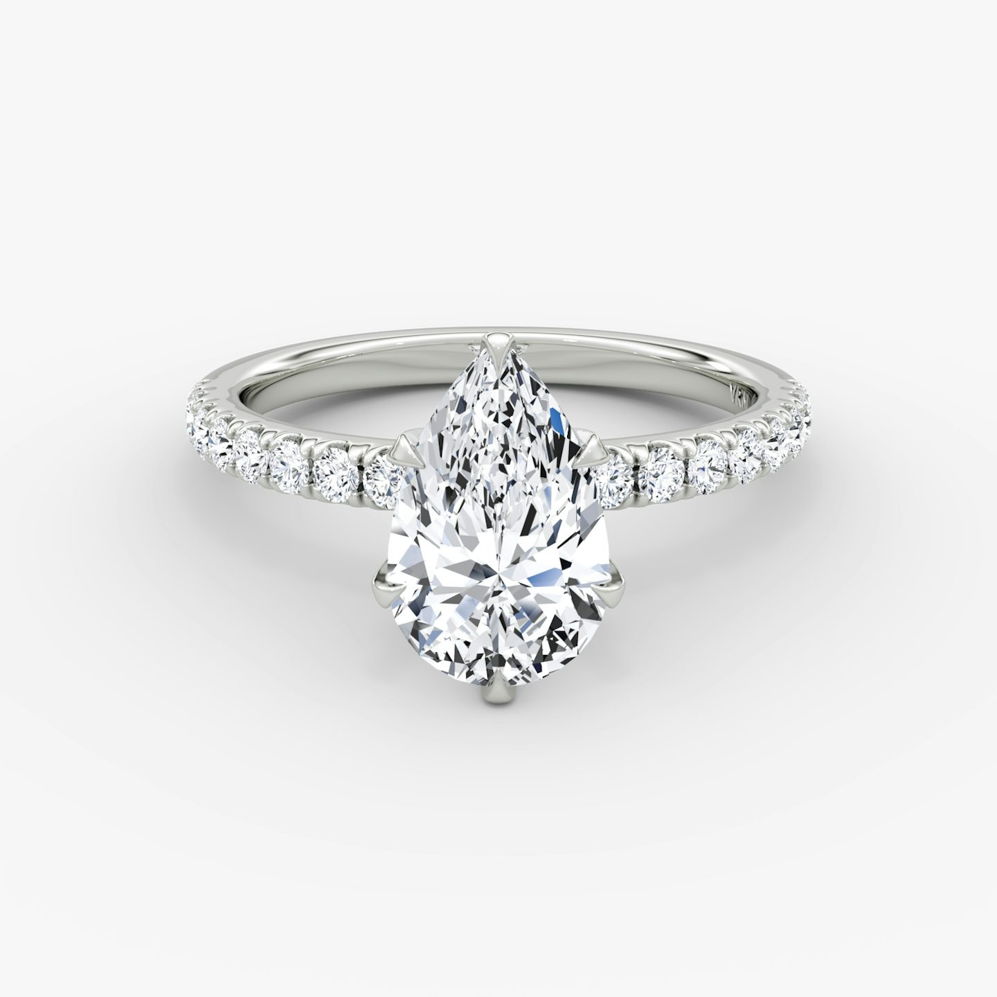 The V | Pear | Platinum | bandAccent: Pavé | diamondOrientation: vertical | caratWeight: other