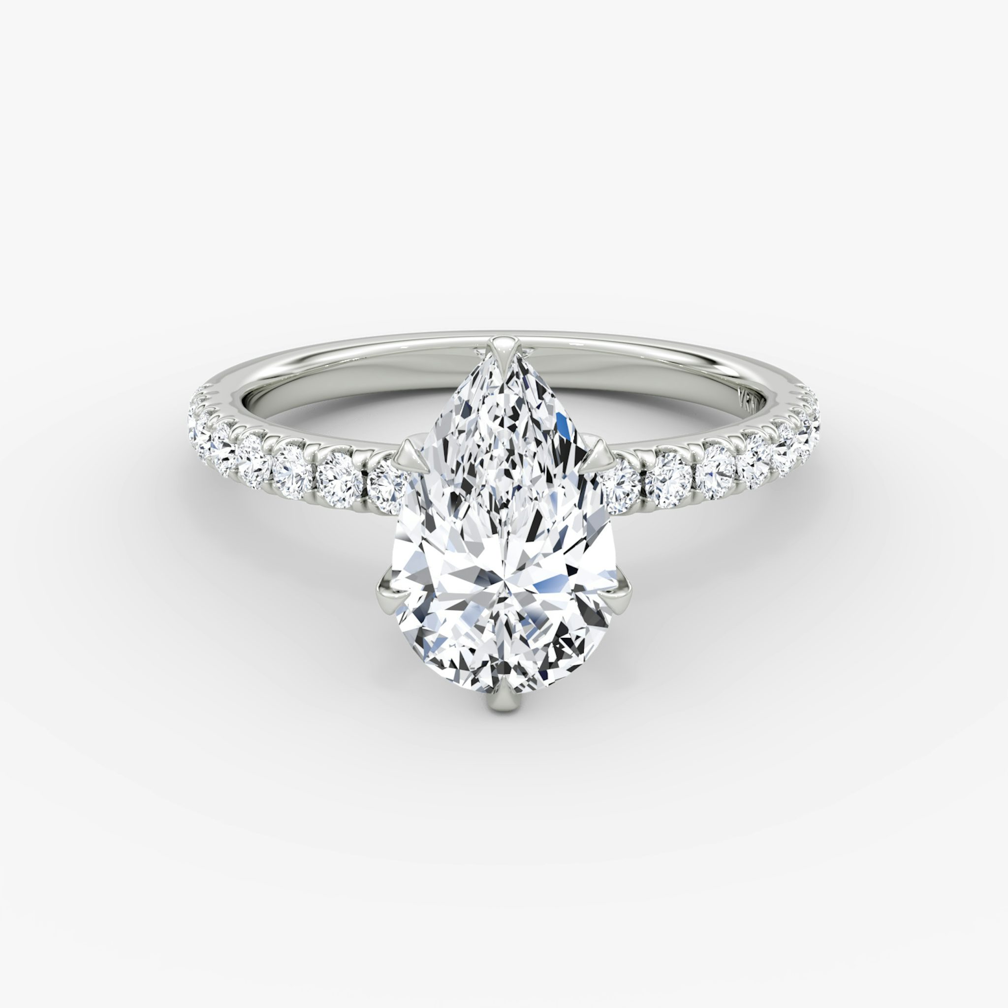 The V | Pear | Platinum | bandAccent: Pavé | diamondOrientation: vertical | caratWeight: other
