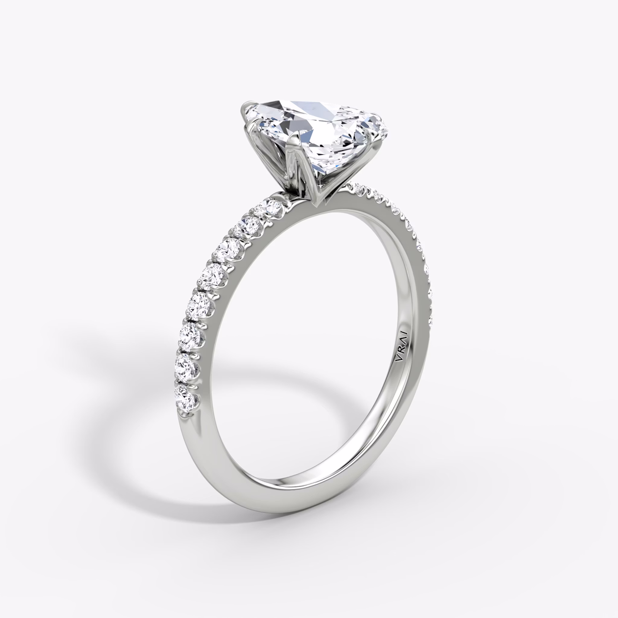 The V | Pear | Platinum | bandAccent: Pavé | diamondOrientation: vertical | caratWeight: other