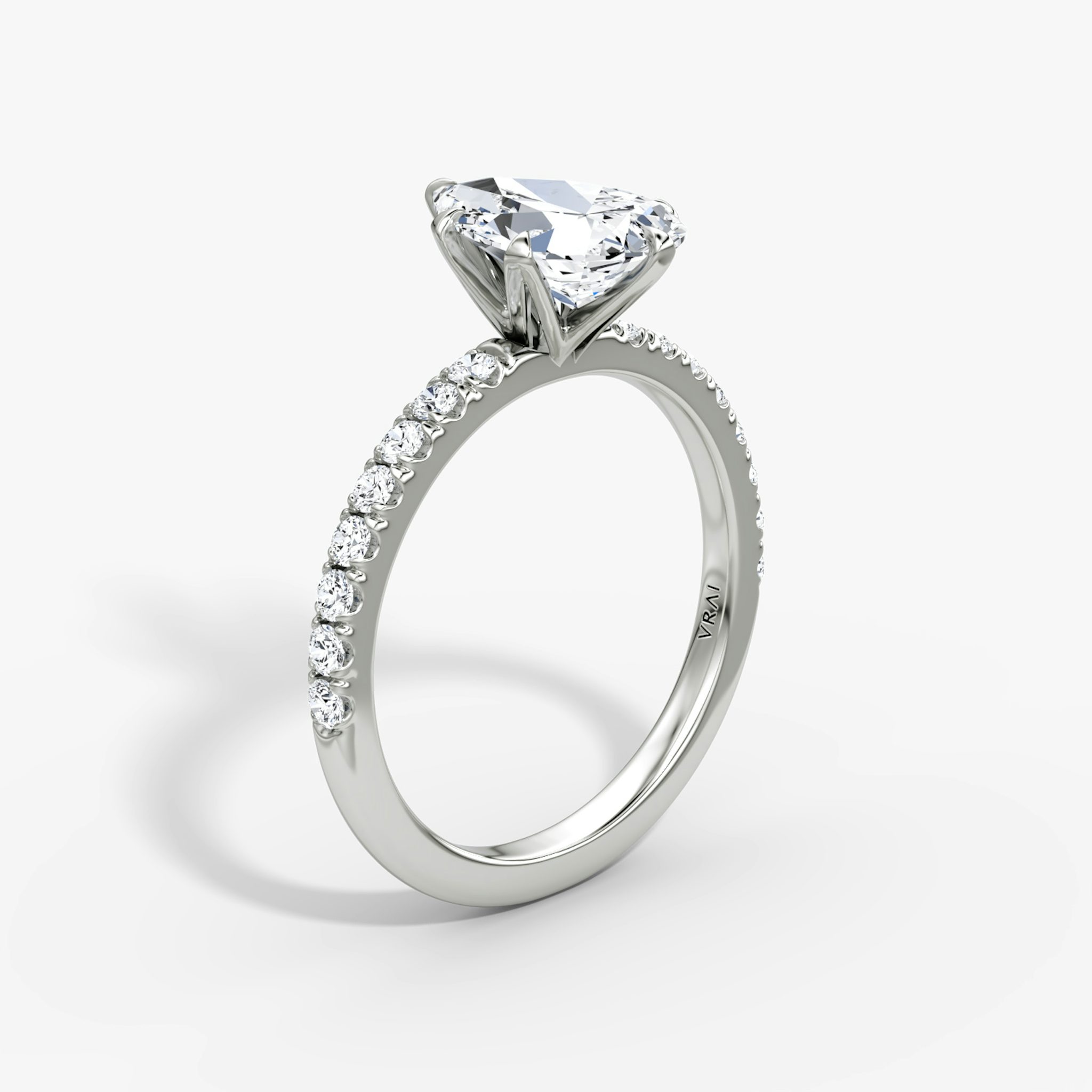 The V | Pear | Platinum | bandAccent: Pavé | diamondOrientation: vertical | caratWeight: other